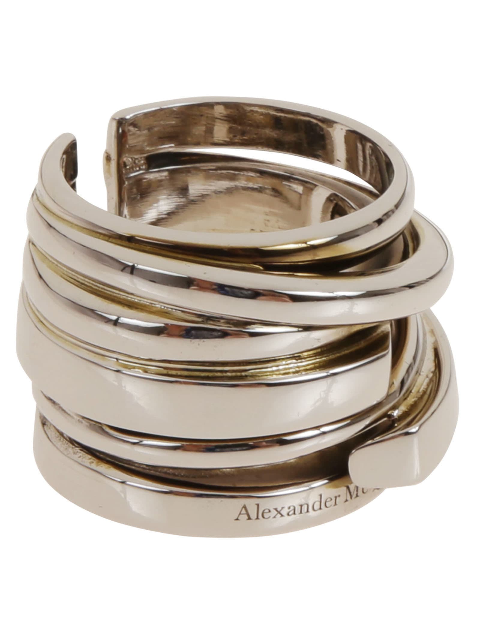 Alexander McQueen Gold/silver brass ring