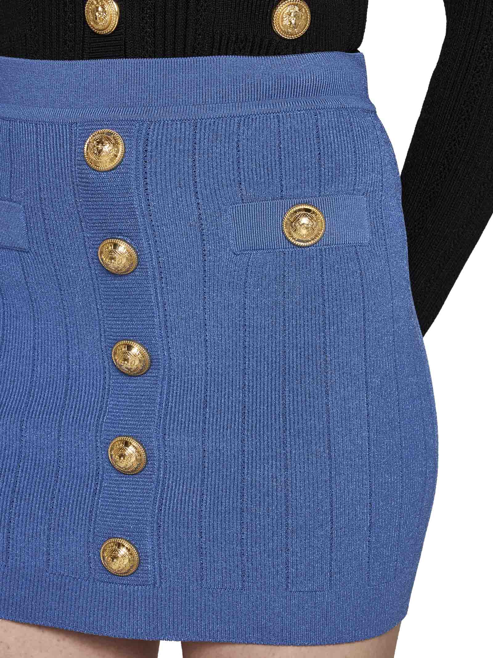 スカート BALMAIN Logo button skirt BALMAIN Button-embellished pleated crepe mini skirt | NET-A