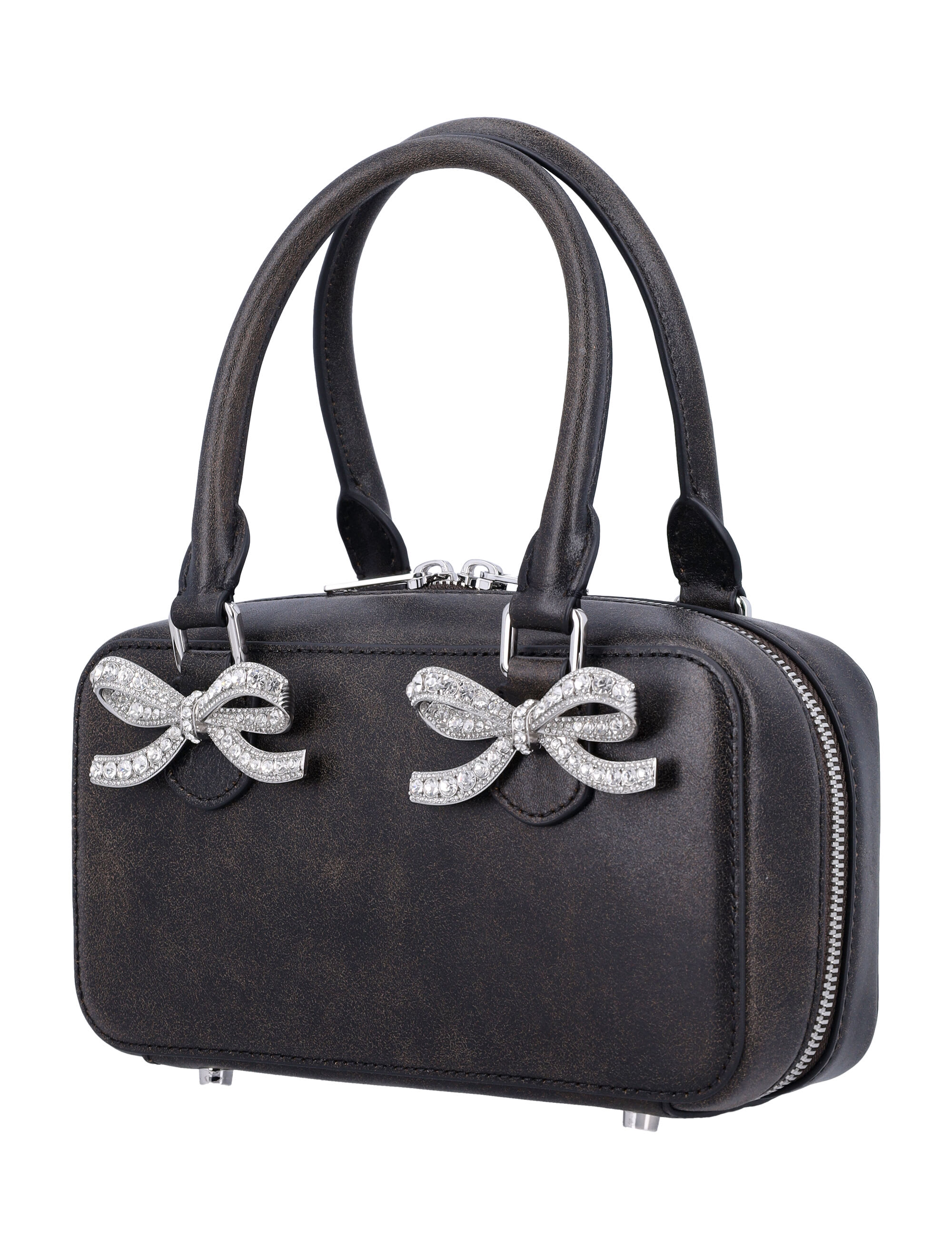 バッグ SELF-PORTRAIT mini leather tote bag Black Distressed Leather Mini Tote Bag – self-portrait-US