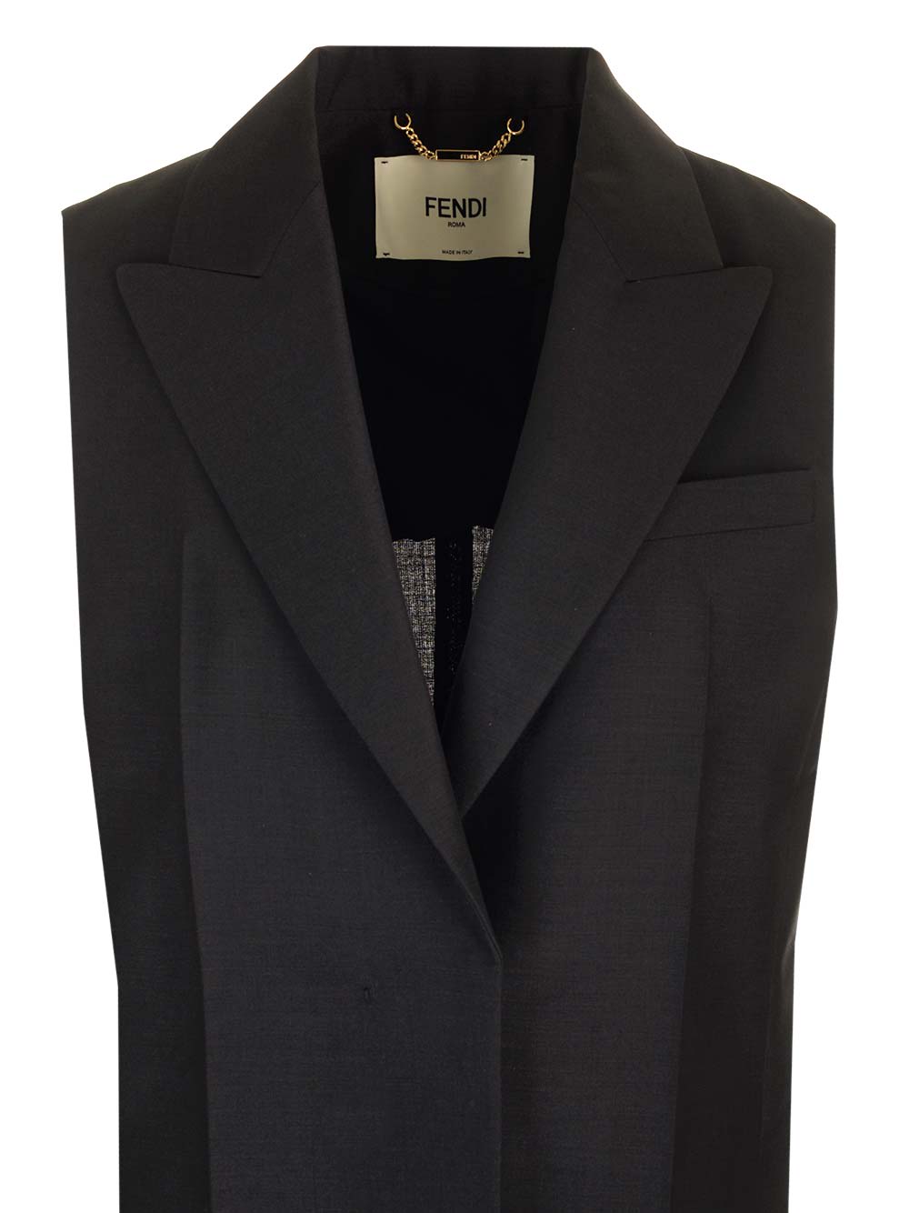 【関税＆送料込み】Fendi Tailored Mohair Vest Clothing Fendi Black Mohair And Wool Vest | italist