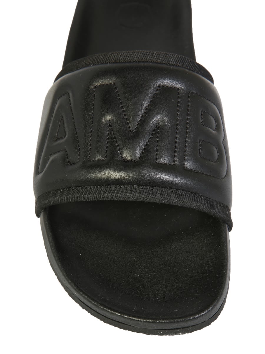 サンダル・ミュール AMBUSH SS21 LEATHER SLIDE SANDALS (BWIC001_S21LEA0011000) Ambush Quilted leather slide sandals for Men - Black in UAE