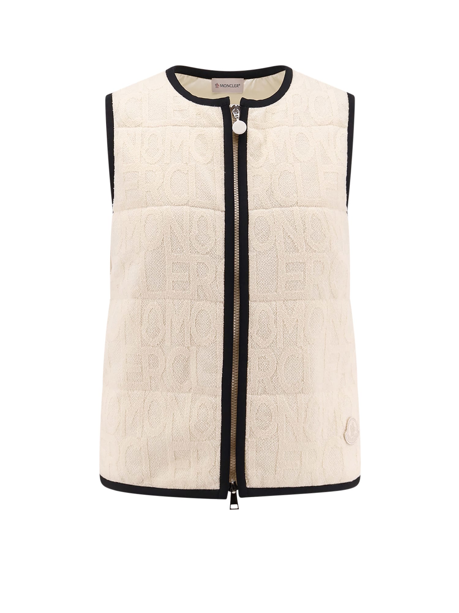 ベスト・ジレ MONCLER Padded cotton blend vest with all-over logo Moncler Padded Cotton Blend Vest With All-over Logo