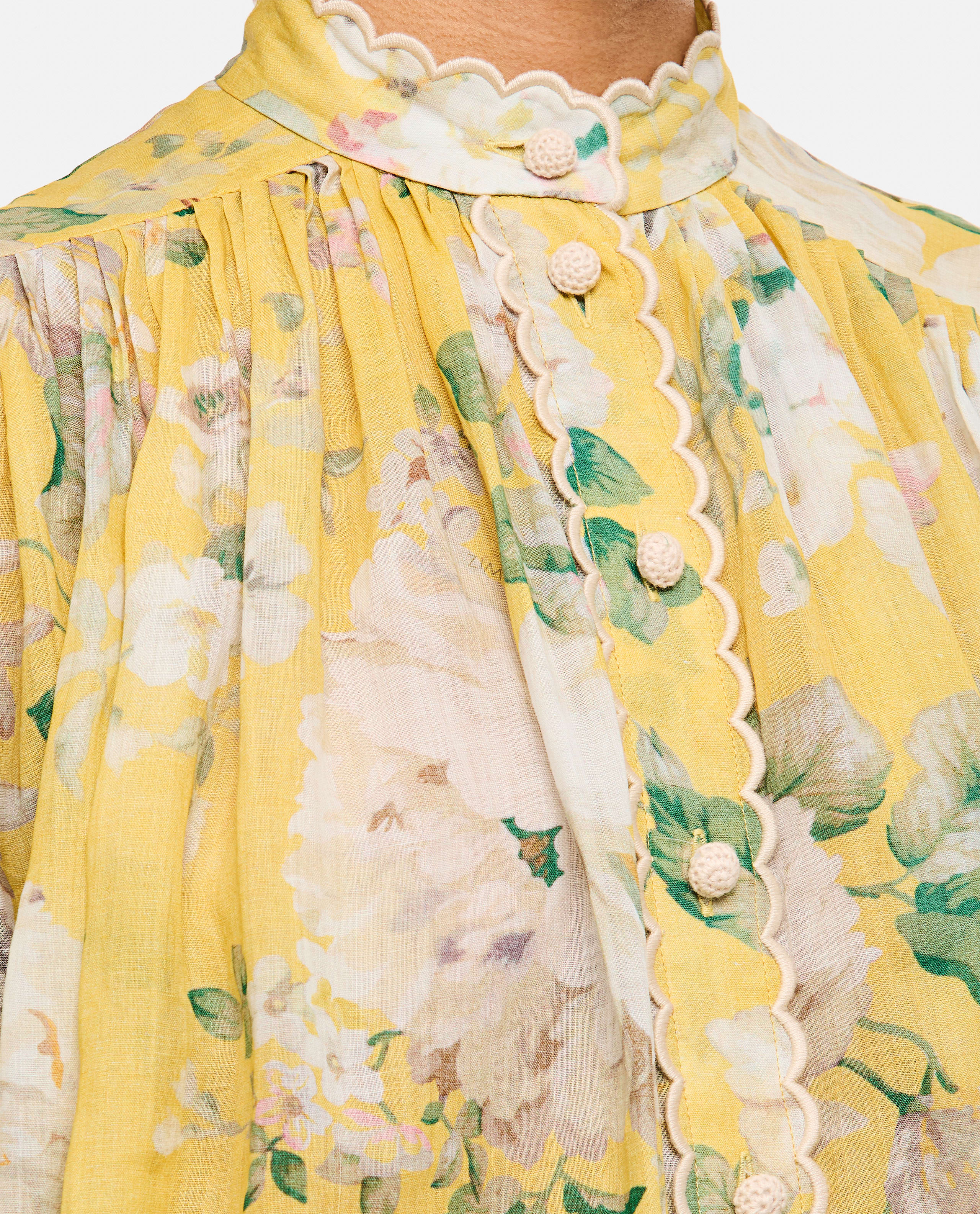 Tシャツ・カットソー Zimmermann SS25 BLOUSE WITH FLORAL PATTERN (0765TRS252 YFL) ZIMMERMANN: Acacia Scallop Blouse, yellow floral – My o My