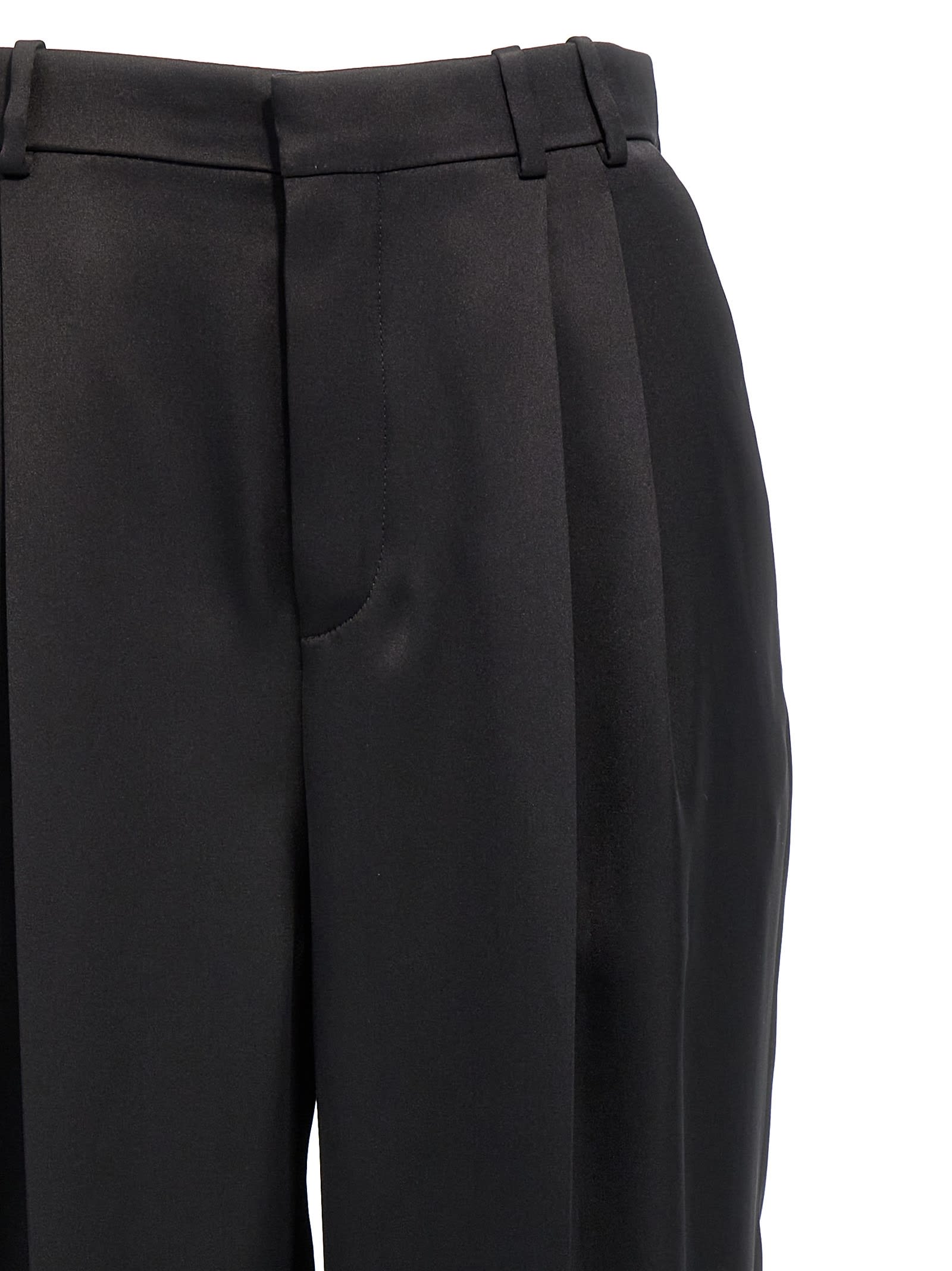 パンツ Saint Laurent FW24 Satin pants (803599Y013G 1000) SAINT LAURENT Pleated silk-satin straight-leg pants | NET-A