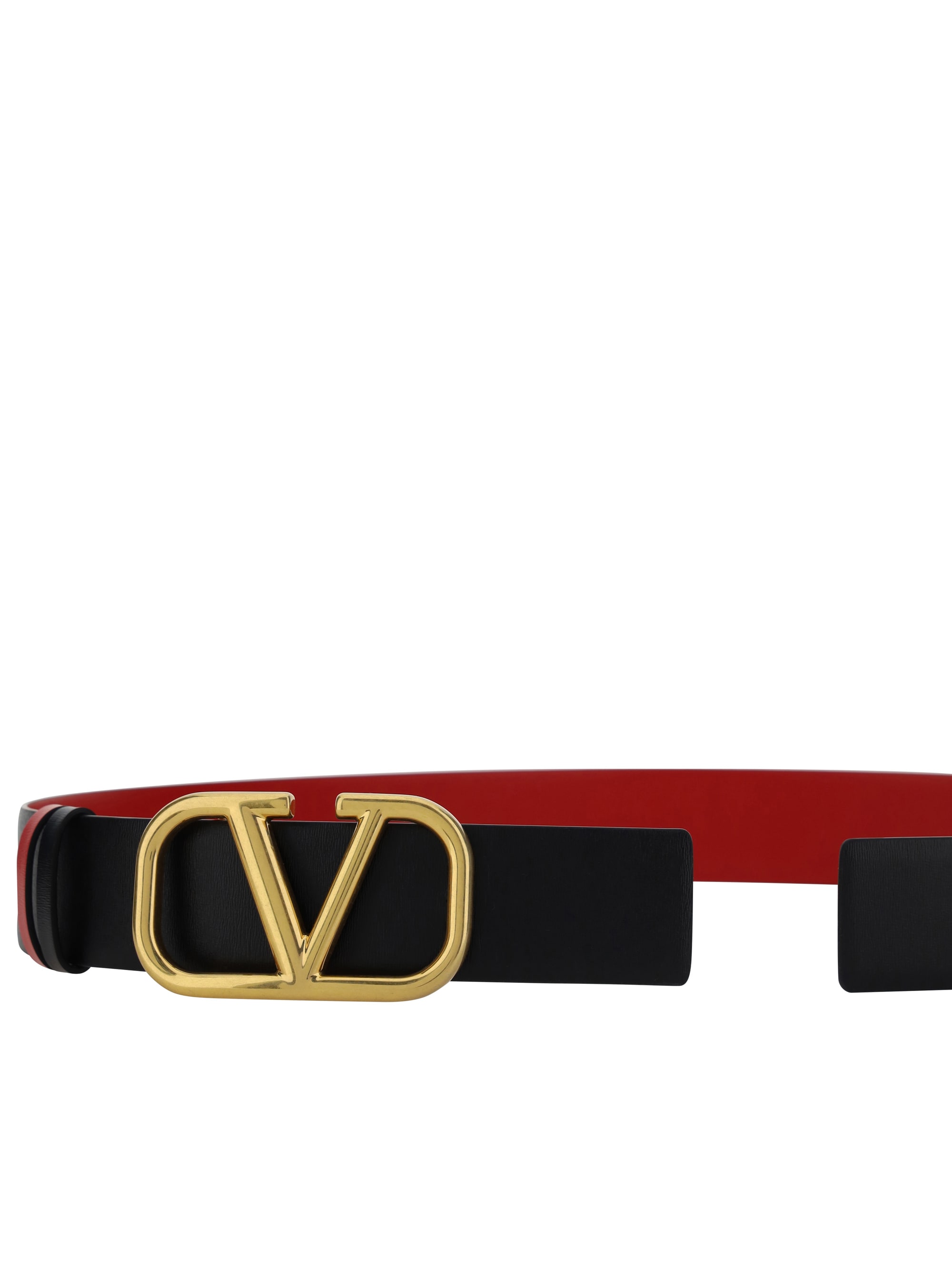VALENTINO｜ (5W0T0S11 ZFR 0SM / 5W2T0S11 ZFR 0SM) Valentino Vlogo Signature Belt 40mm Black Red Calf Leather