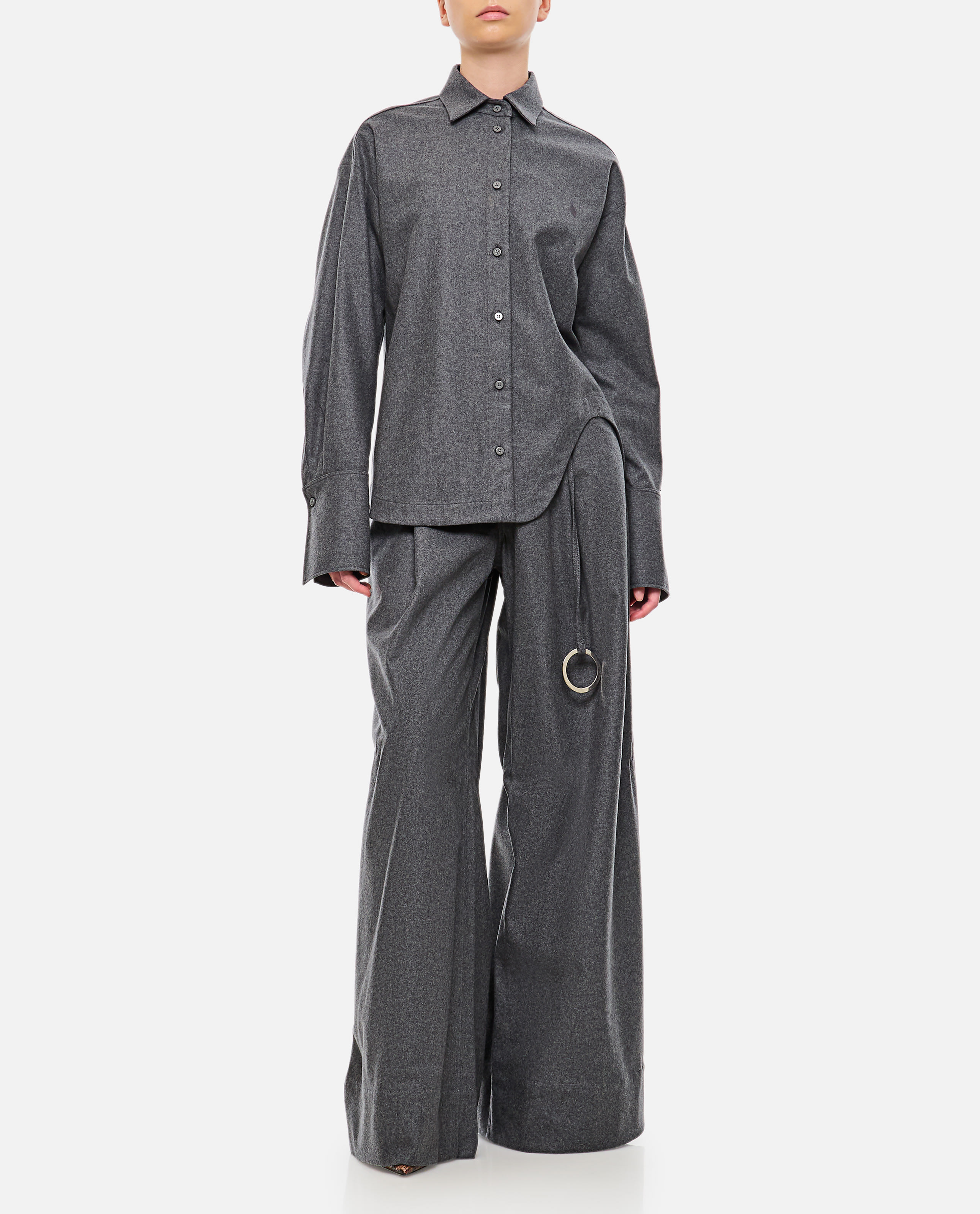パンツ THE ATTICO Dark Grey Wool Blend Palazzo Pant The Attico Dark Grey Wool Blend Palazzo Pant | italist