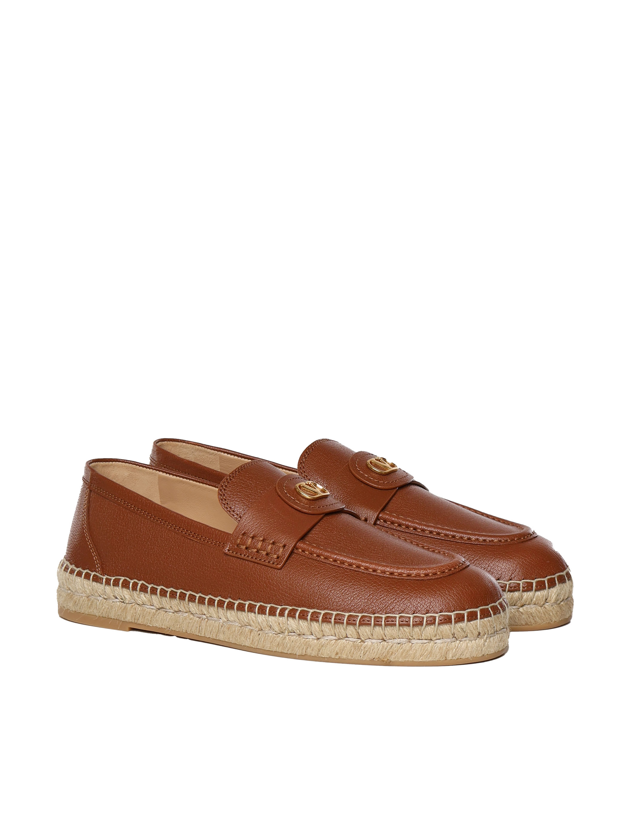 サンダル VALENTINO GARAVANI Caramel Leather Vlogo Espadrilles Valentino Garavani Caramel Leather Vlogo Espadrilles