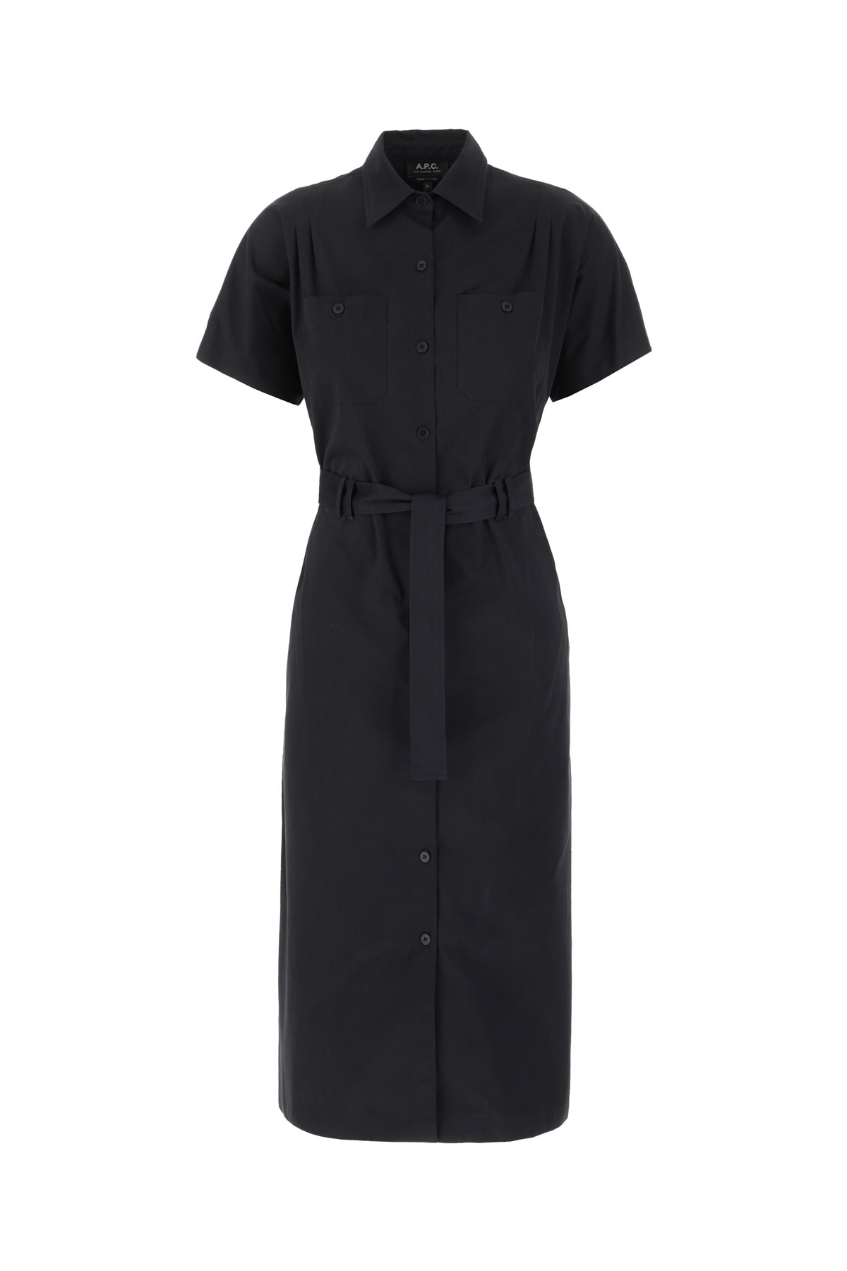 black cotton shirt dress