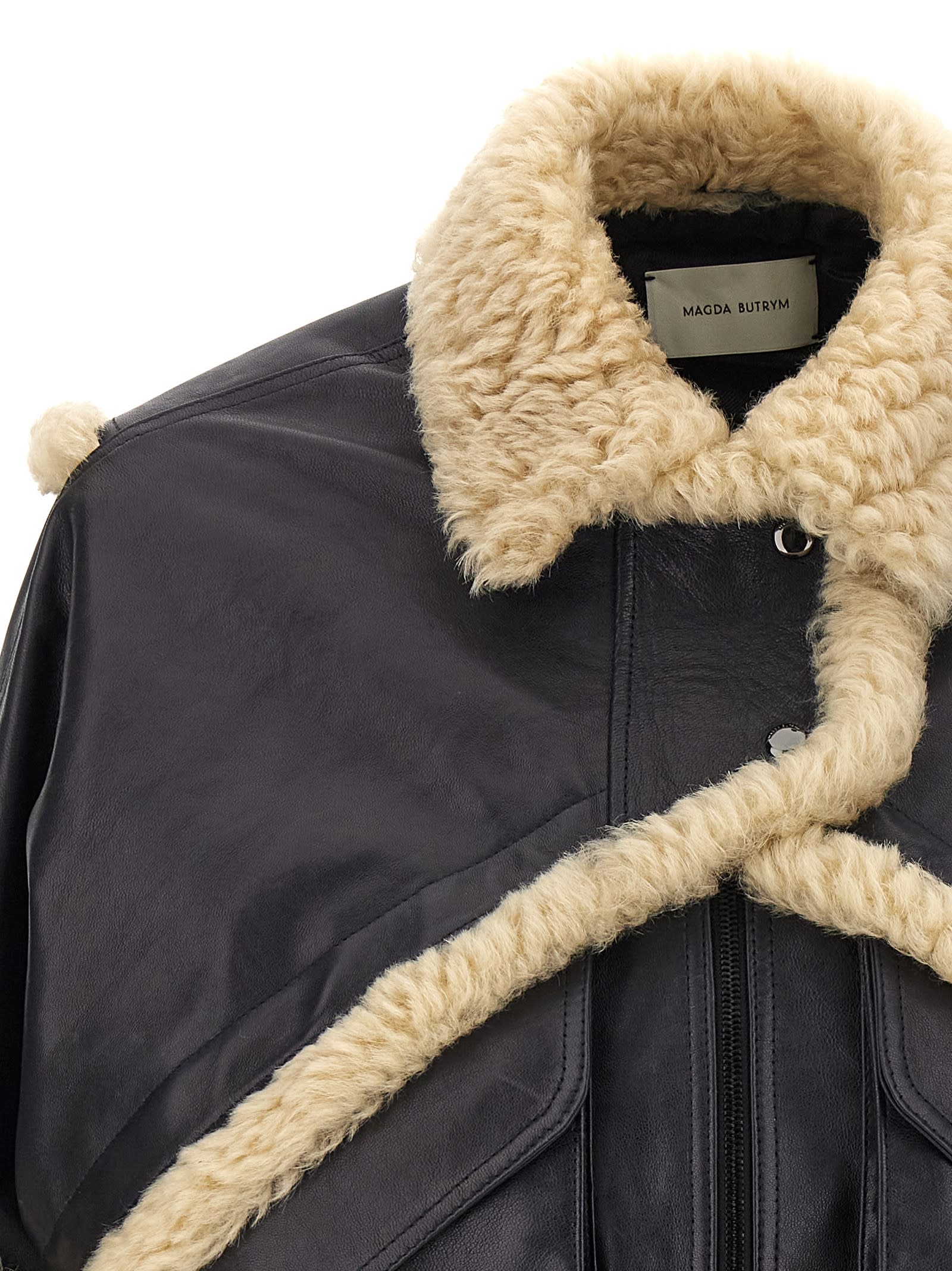 ジャケット MAGDA BUTRYM 'PF 25' jacket Snap-collar leather aviator jacket in brown