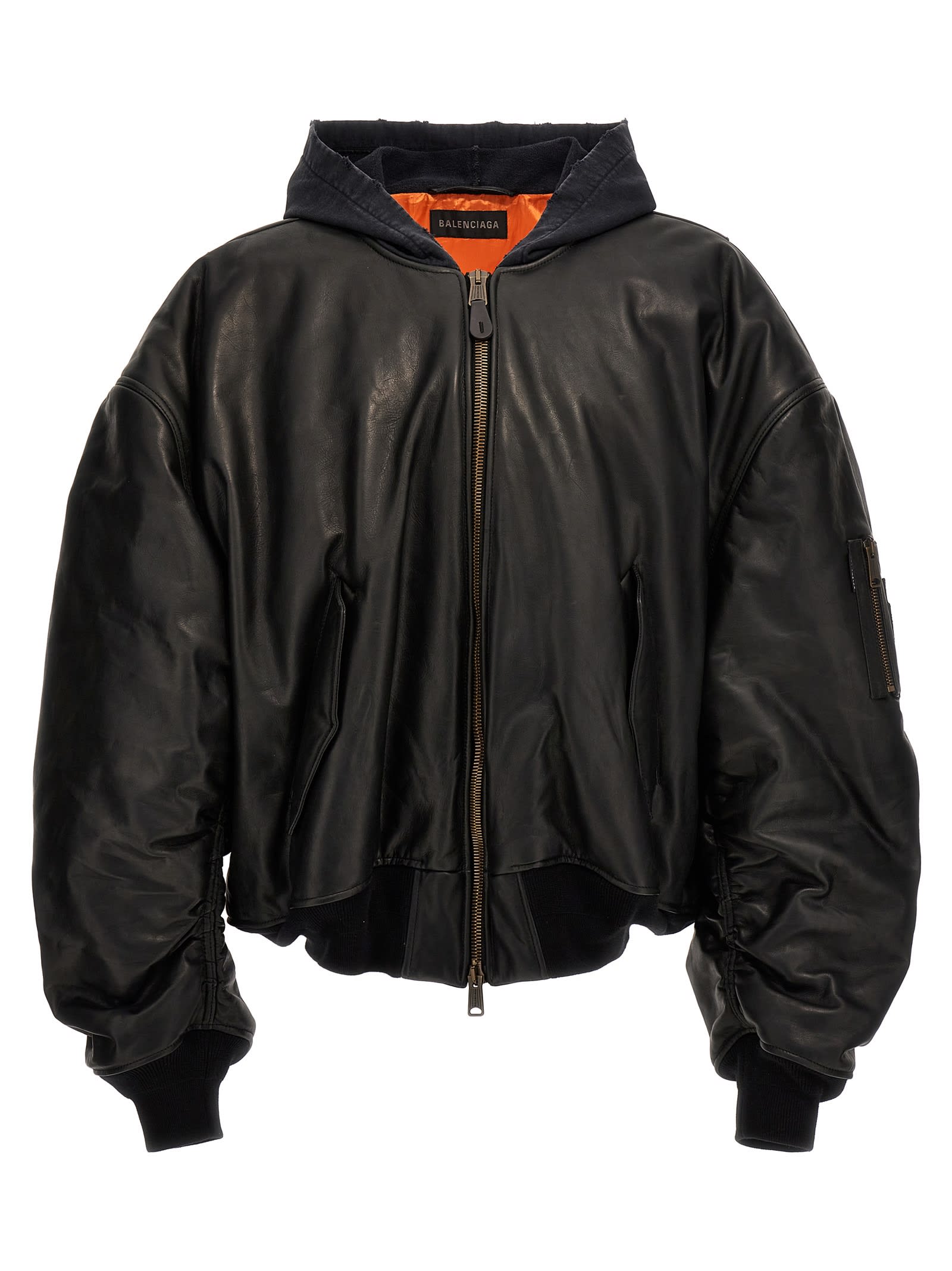 Balenciaga Leather Bomber Jacket | italist