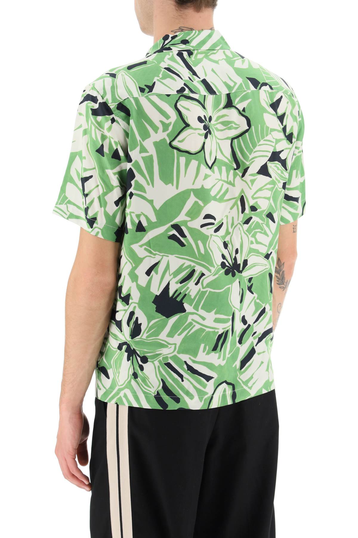 Palm Angels Bowling Shirt With Macro Hibiscus Print | italist