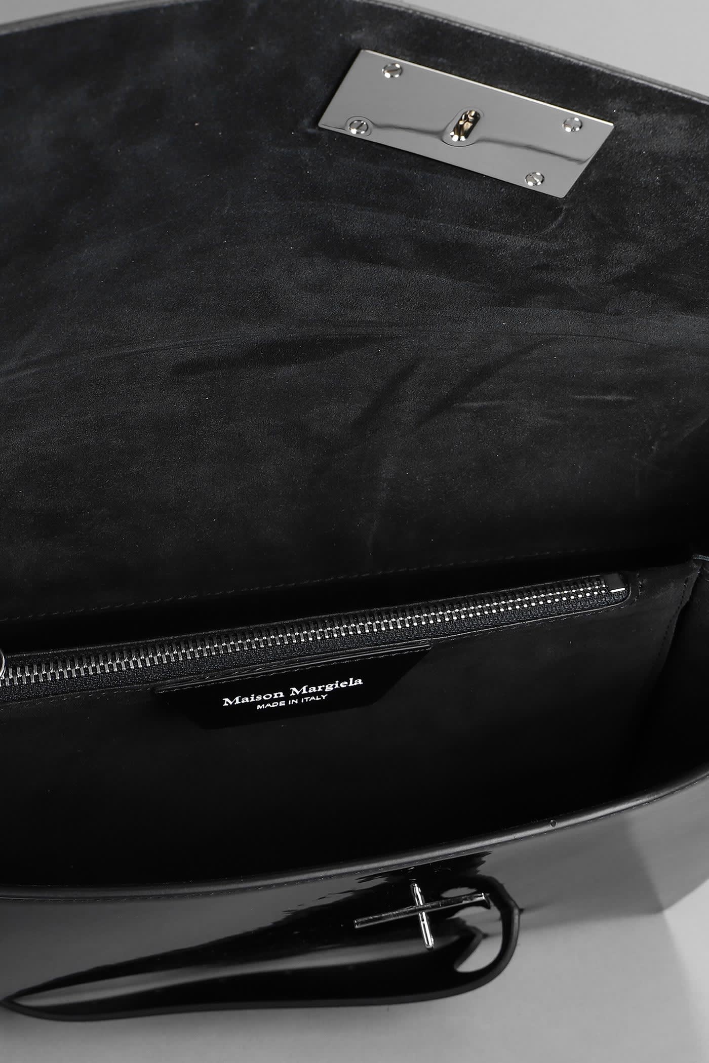Maison Margiela Snatched Big Shoulder Bag In Black Patent Leather 