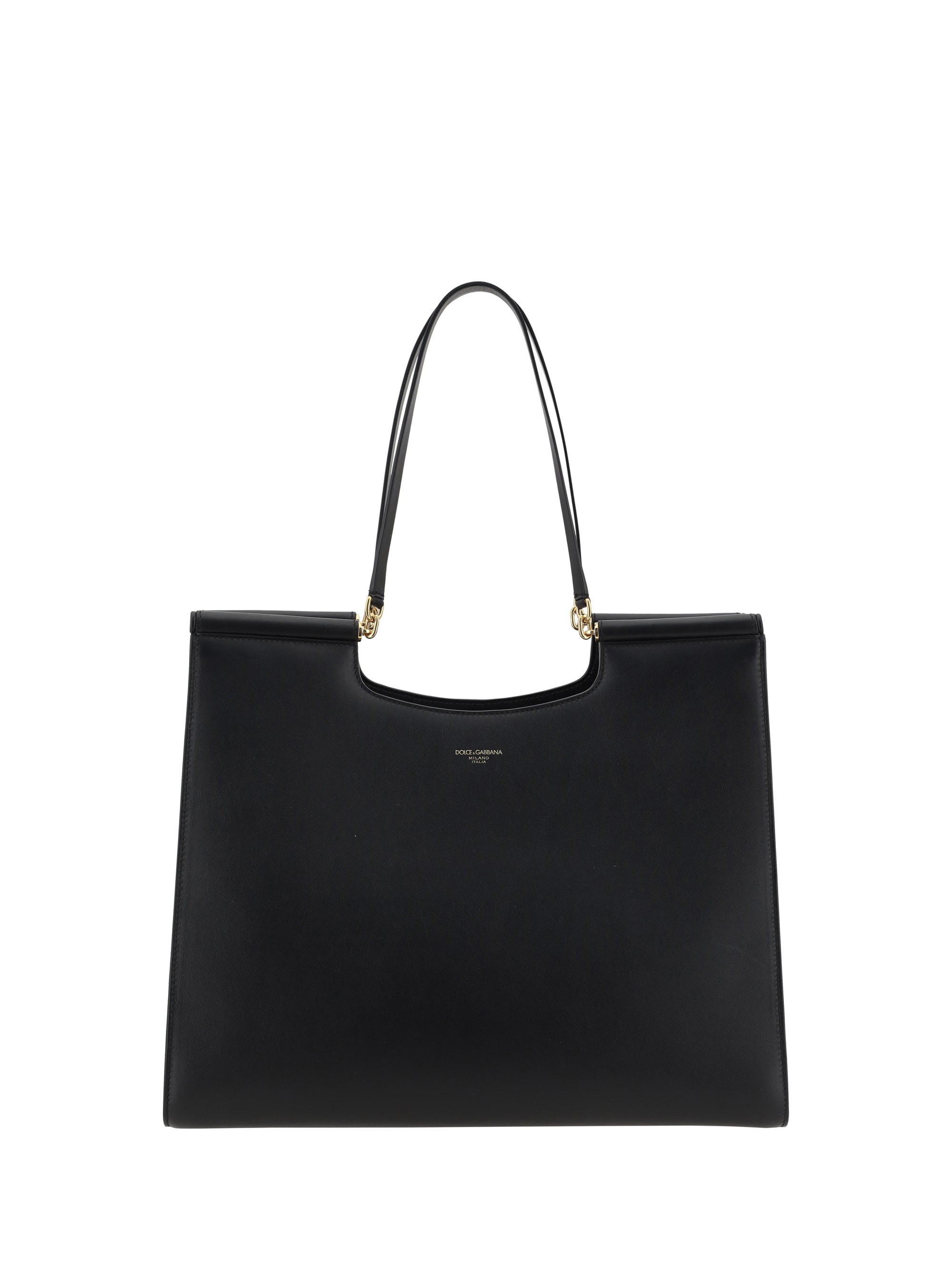 DOLCE & GABBANA BLACK LEATHER TOTES【関税送料込】 Dolce & Gabbana Large Black Leather Tote Bag | italist