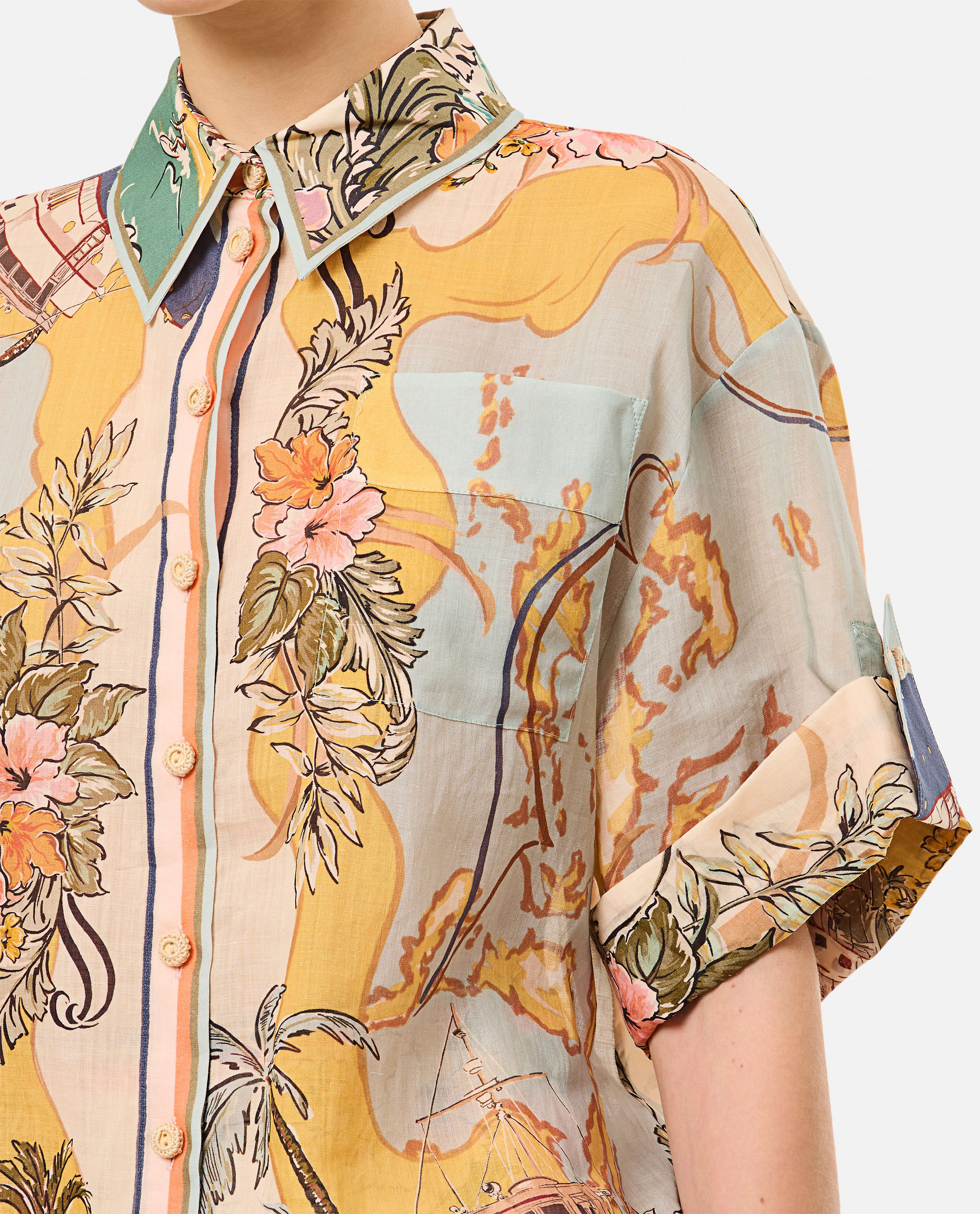 Tシャツ・カットソー Zimmermann SS25 TALLOW RELAXED SHIRT (1785TRS253 NAUMP) Tallow Relaxed Shirt Nautical Map Online | Zimmermann