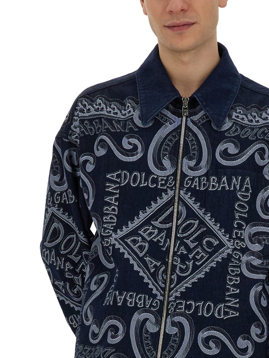 ジャケットその他 Dolce & Gabbana NAVY PRINT CARDIGAN (G9AUMD_G8KM5S9001) Dolce & Gabbana Navy Print Cardigan | italist