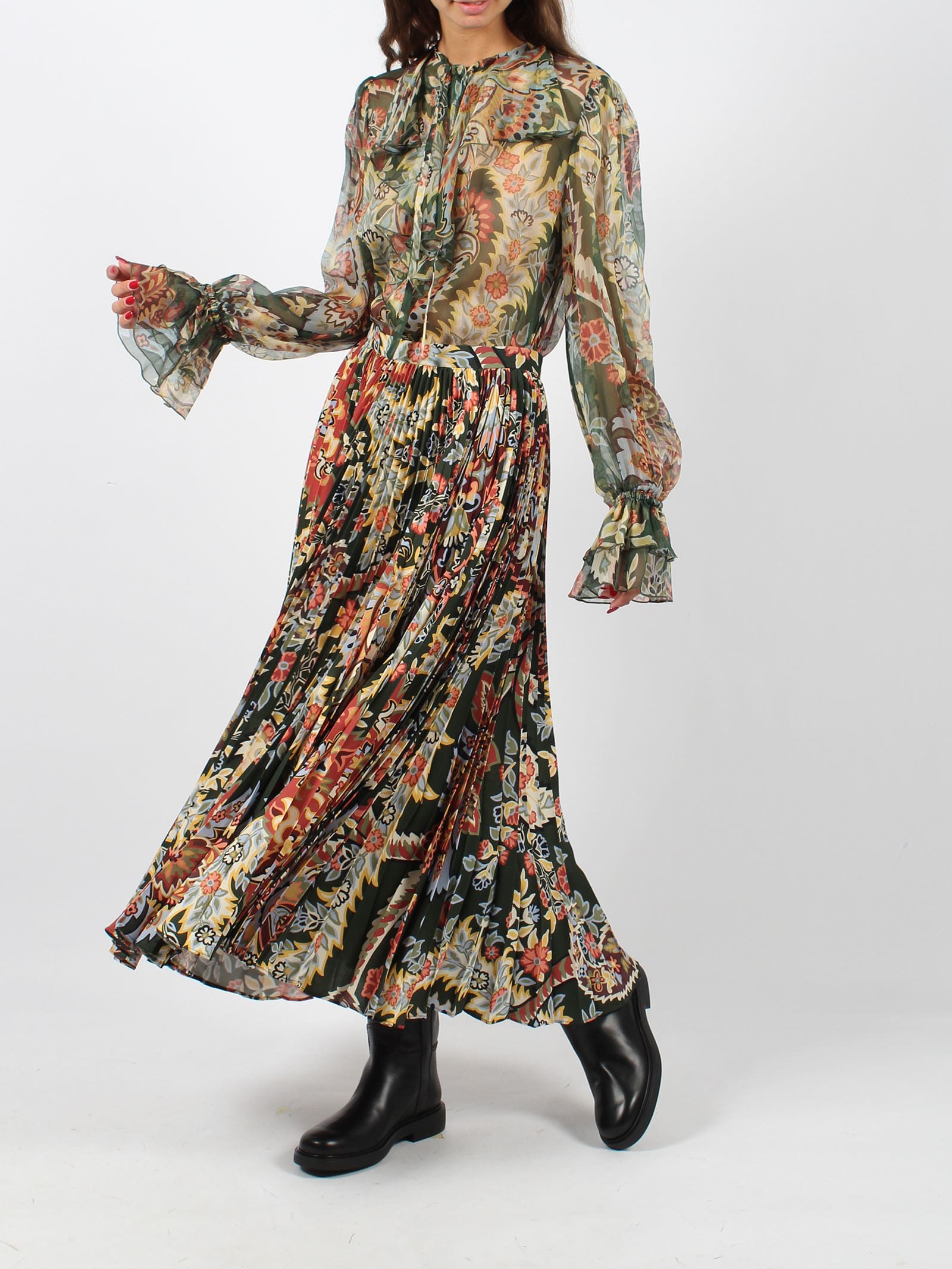 スカート ETRO FW25 Pleated midi skirt (WRFA005899SASO9 X0804) Etro Pleated Midi Skirt | italist