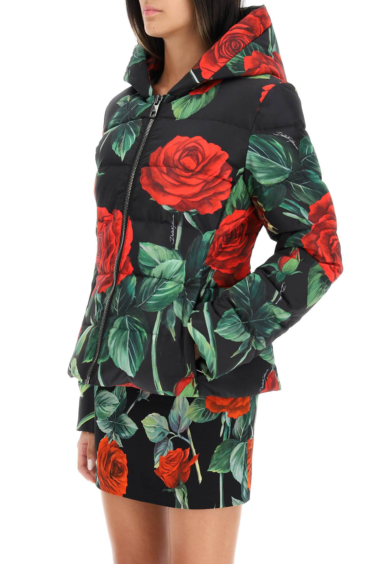 Dolce & Gabbana Red Rose Print Hooded Puffer Jacket | italist, ALWAYS LIKE  A SALE