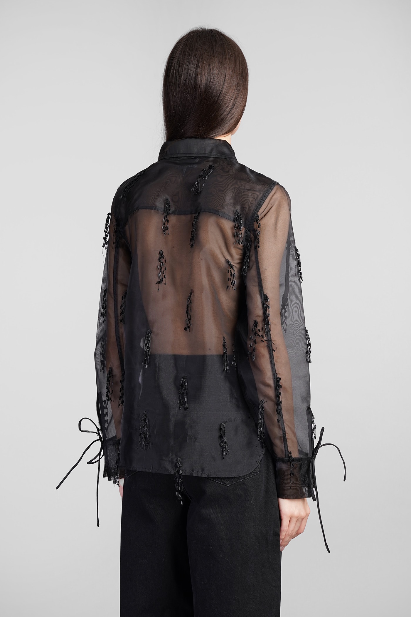 24AW【GANNI】Shirt In Black Polyester Ganni Shirt In Black Polyester | italist