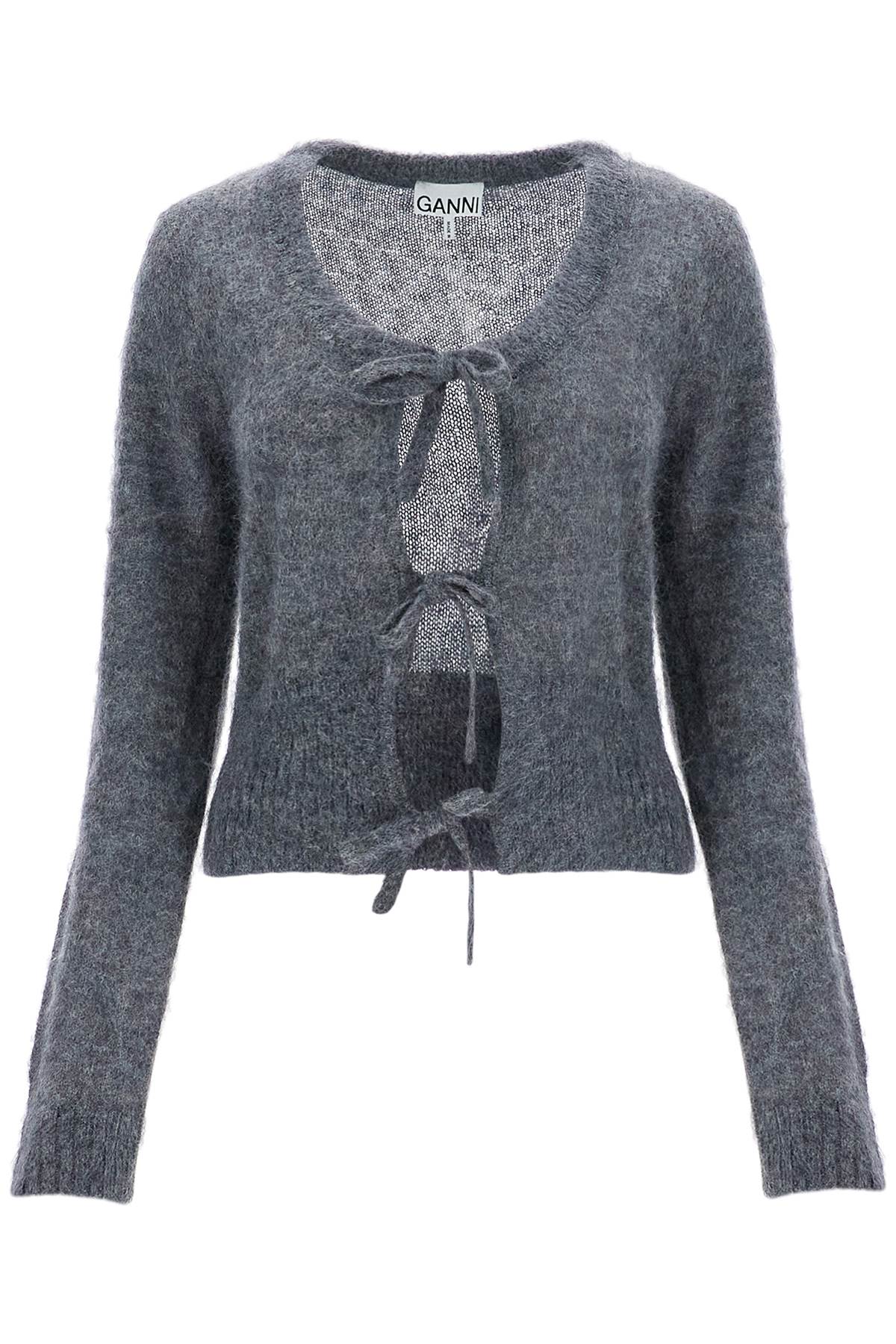 Ganni Mohair Cardigan With Bow Accents | italist
