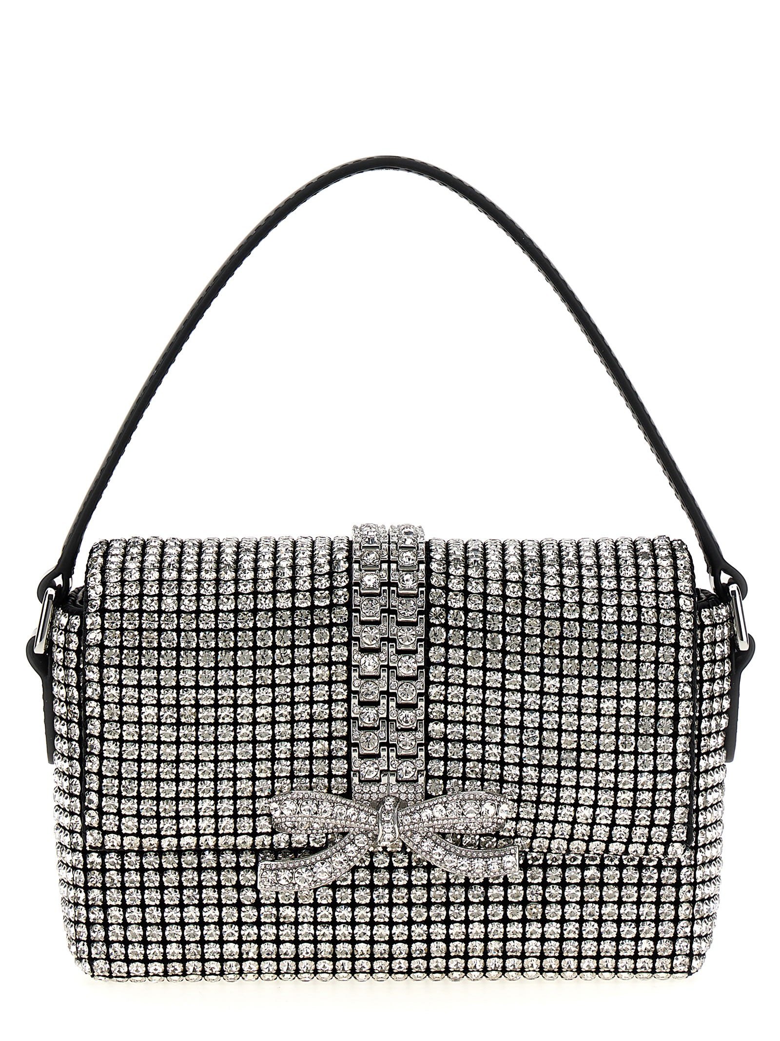 ＜関税込＞Self-Portrait＊メタリックプリーツ ティアードミディ self-portrait 'silver Rhinestone Chainmail Micro' Handbag