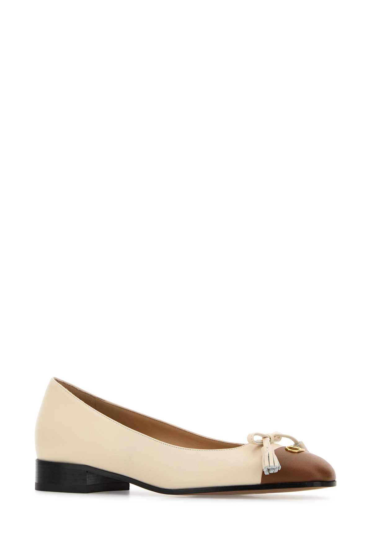 バレエシューズ Valentino Garavani Ivory Leather Vlogo Signature Ballerinas Valentino Garavani Ivory Leather Vlogo Signature Ballerinas