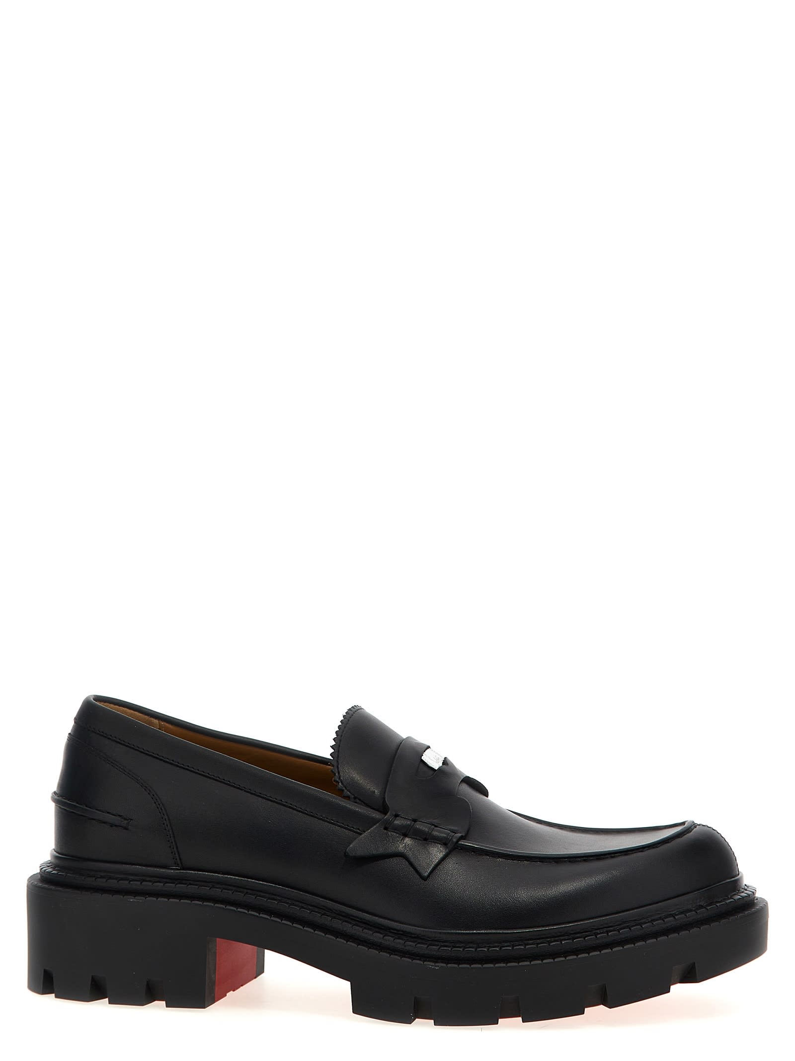 Christian Louboutin ♪ Moc College ローファー 1250639BK01 Moc College - Loafers - Waxed calf leather - Black - Men