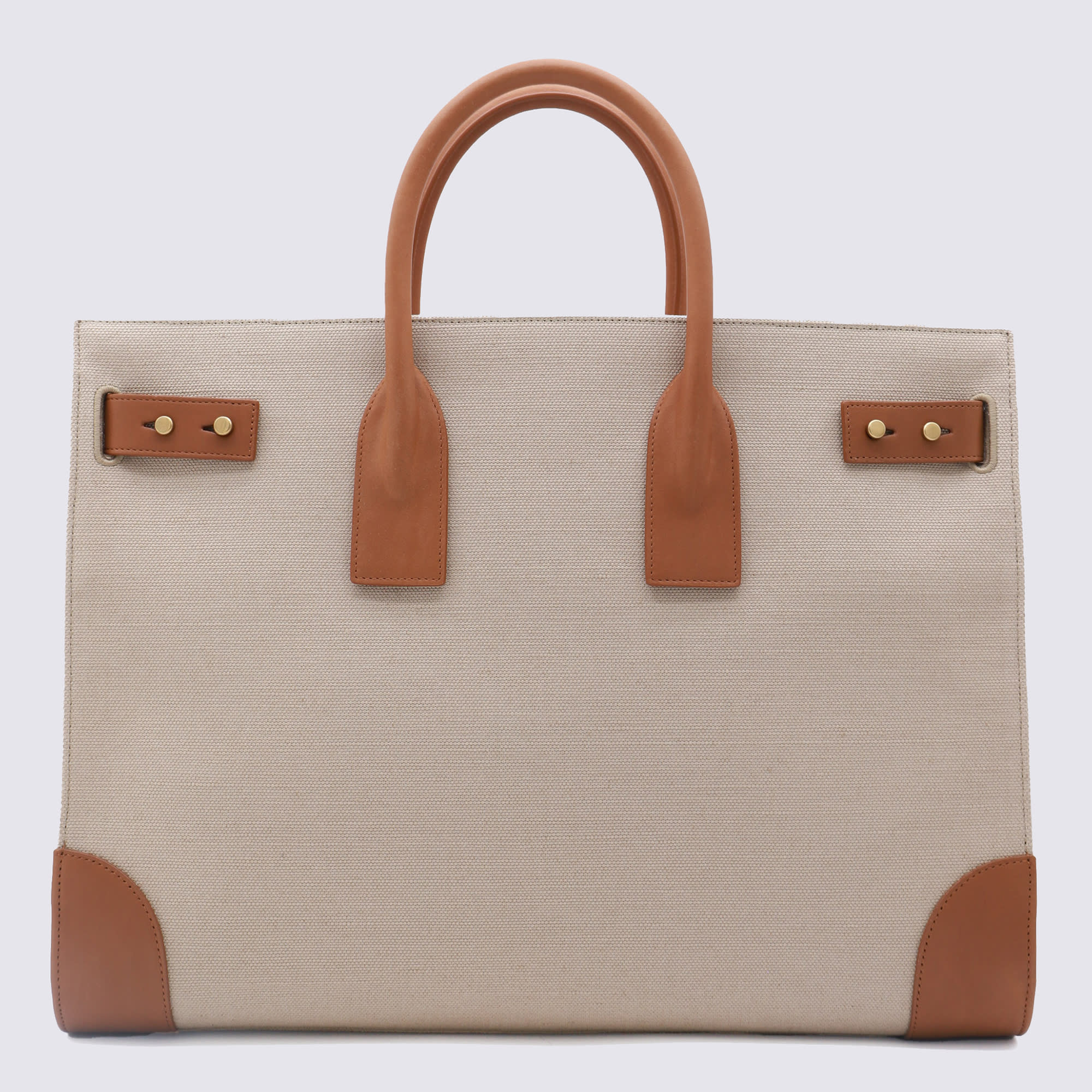 【送料&関税込】Saint Laurent Two-tone Canvas And Leather La Saint Laurent Two-tone Canvas And Leather Large Sac De Jour