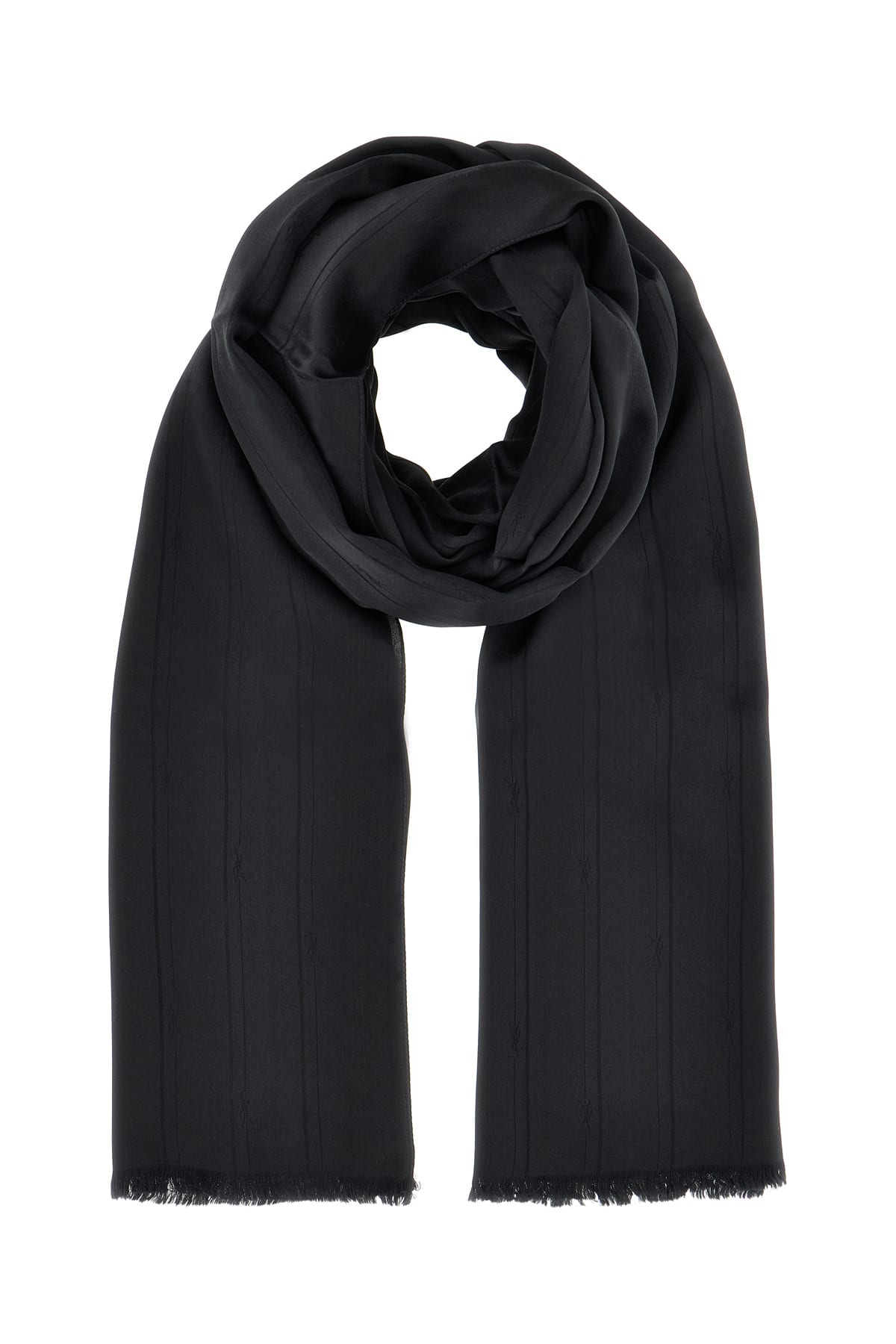 スカーフ Saint Laurent Cassandre Silk Foulard Cassandre silk charmeuse stole in blue - Saint Laurent