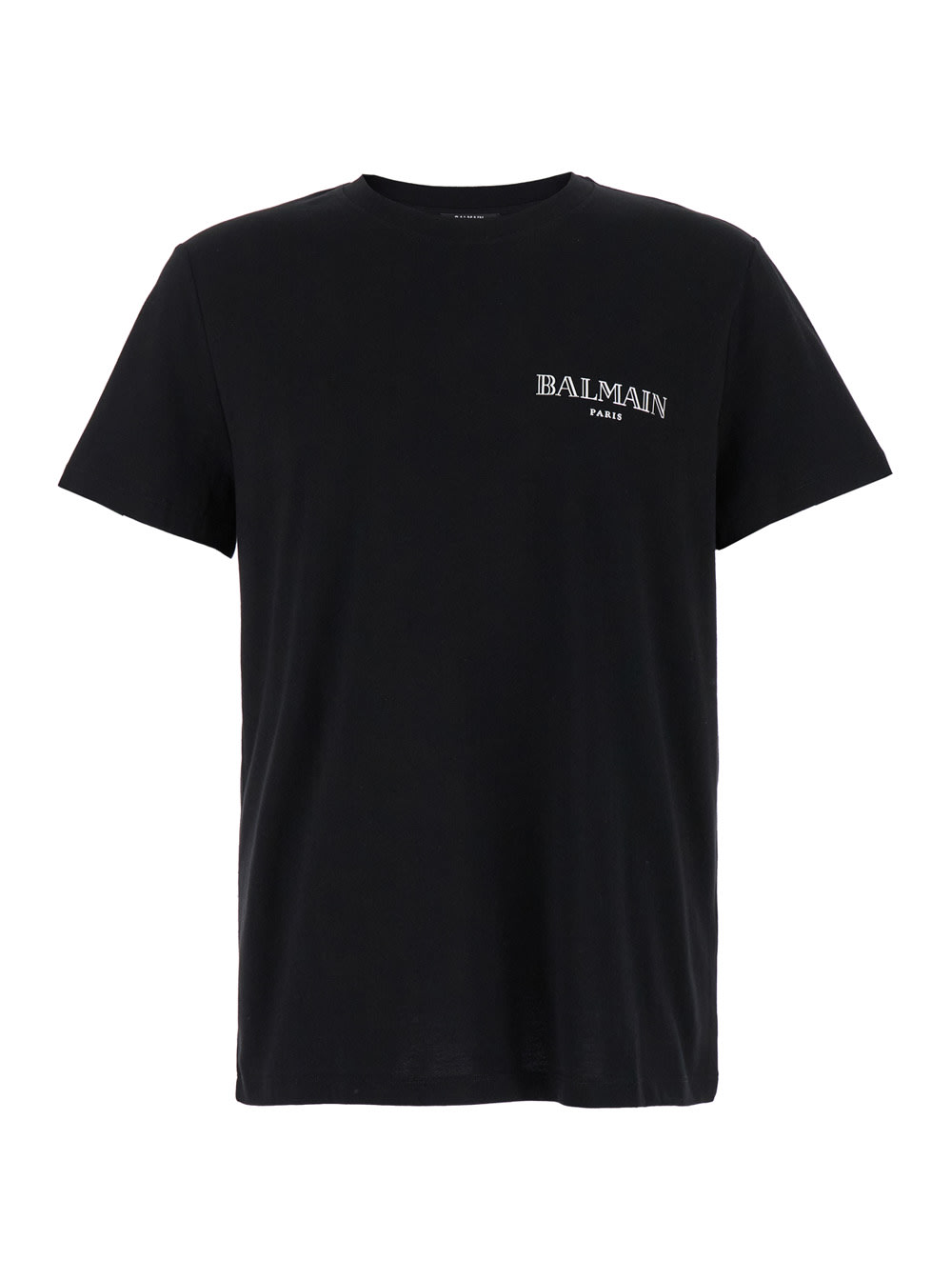 Tシャツ・カットソー BALMAIN BLACK COTTON CREWNECK T-SHIRT WITH LOGO Balmain Black Crewneck T-shirt With Logo Print In Cotton Man