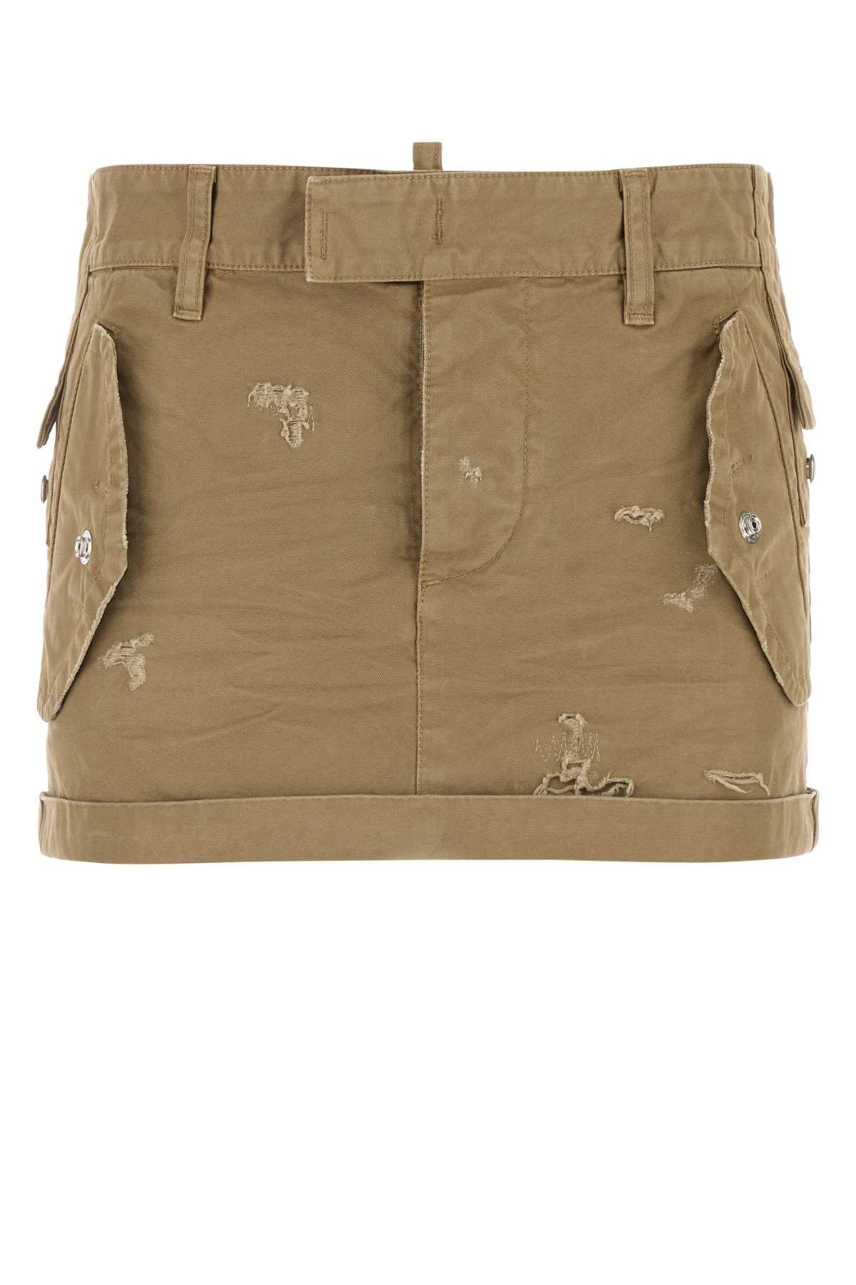 【関税&送料込】Dsquared Khaki Canvas Mini Skirt Dsquared2 Khaki Canvas Mini Skirt | italist