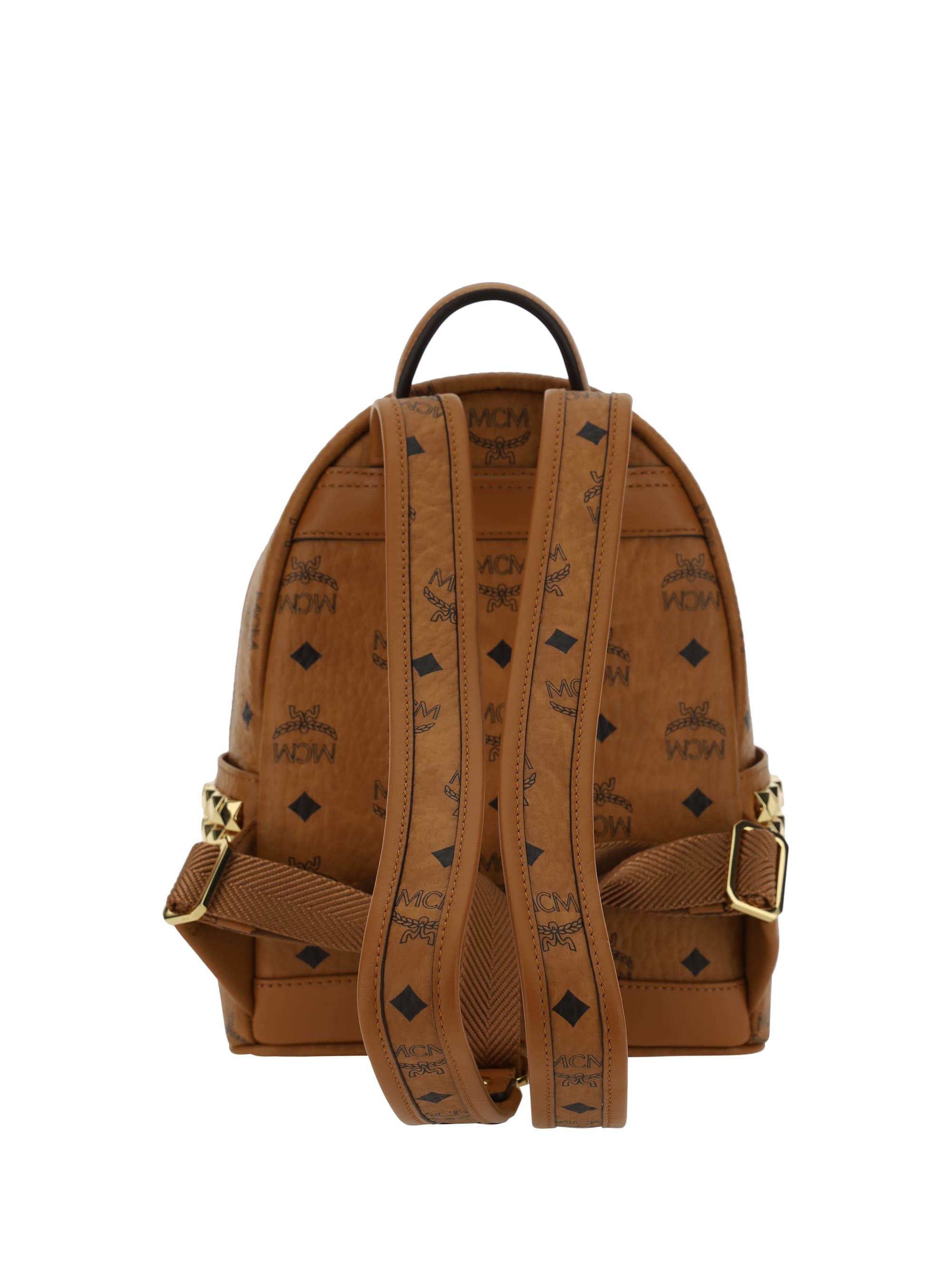 [MCM]★STARK BACKPACK MMKAAVE10CO Mini Stark Side Studs Backpack in Visetos Cognac | MCM ®US