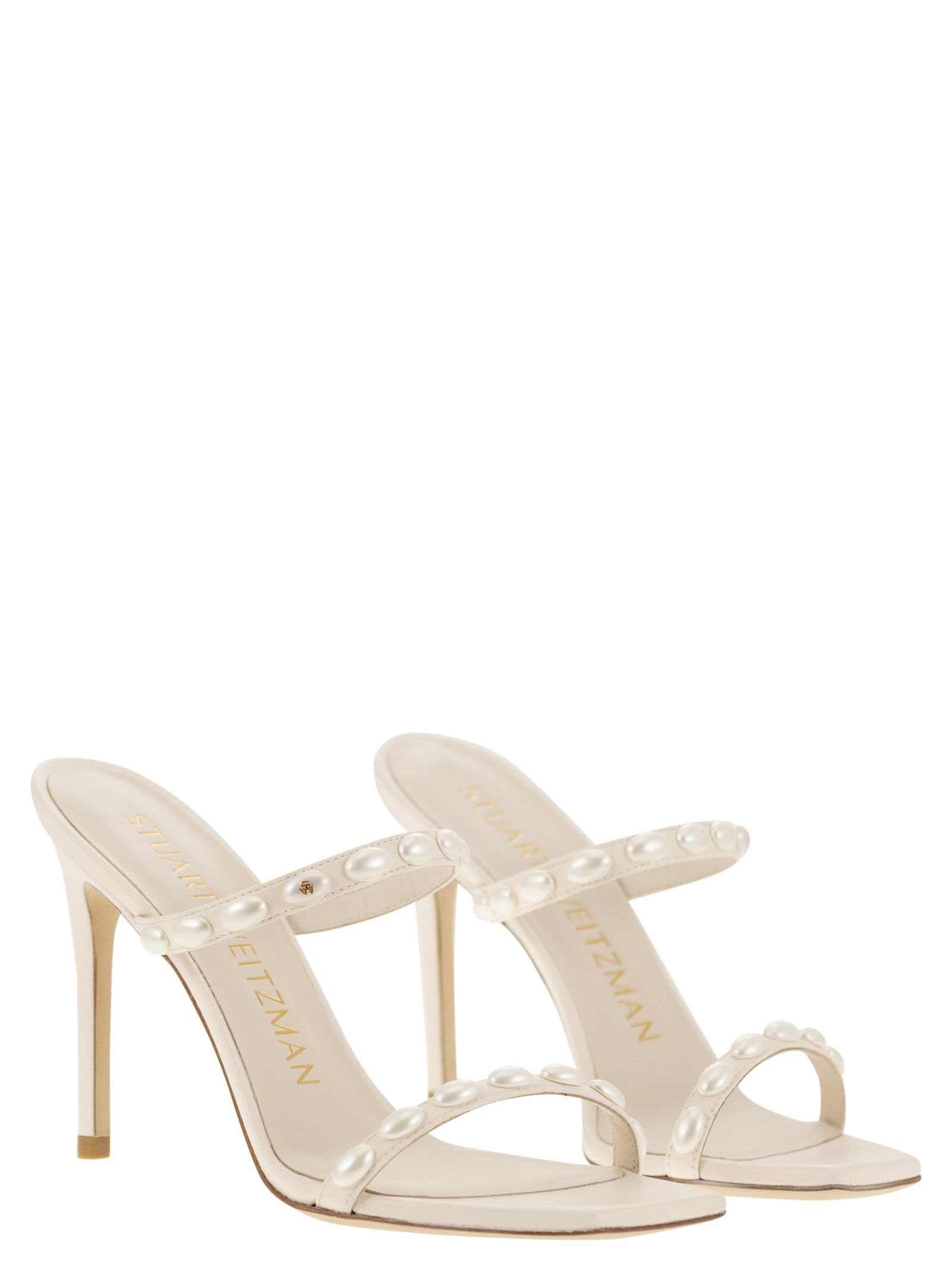 サンダル・ミュール Stuart Weitzman PEARLITA - Sandal with pearls (SH541 PY1) Stuart Weitzman Pearlita - Sandal With Pearls | italist