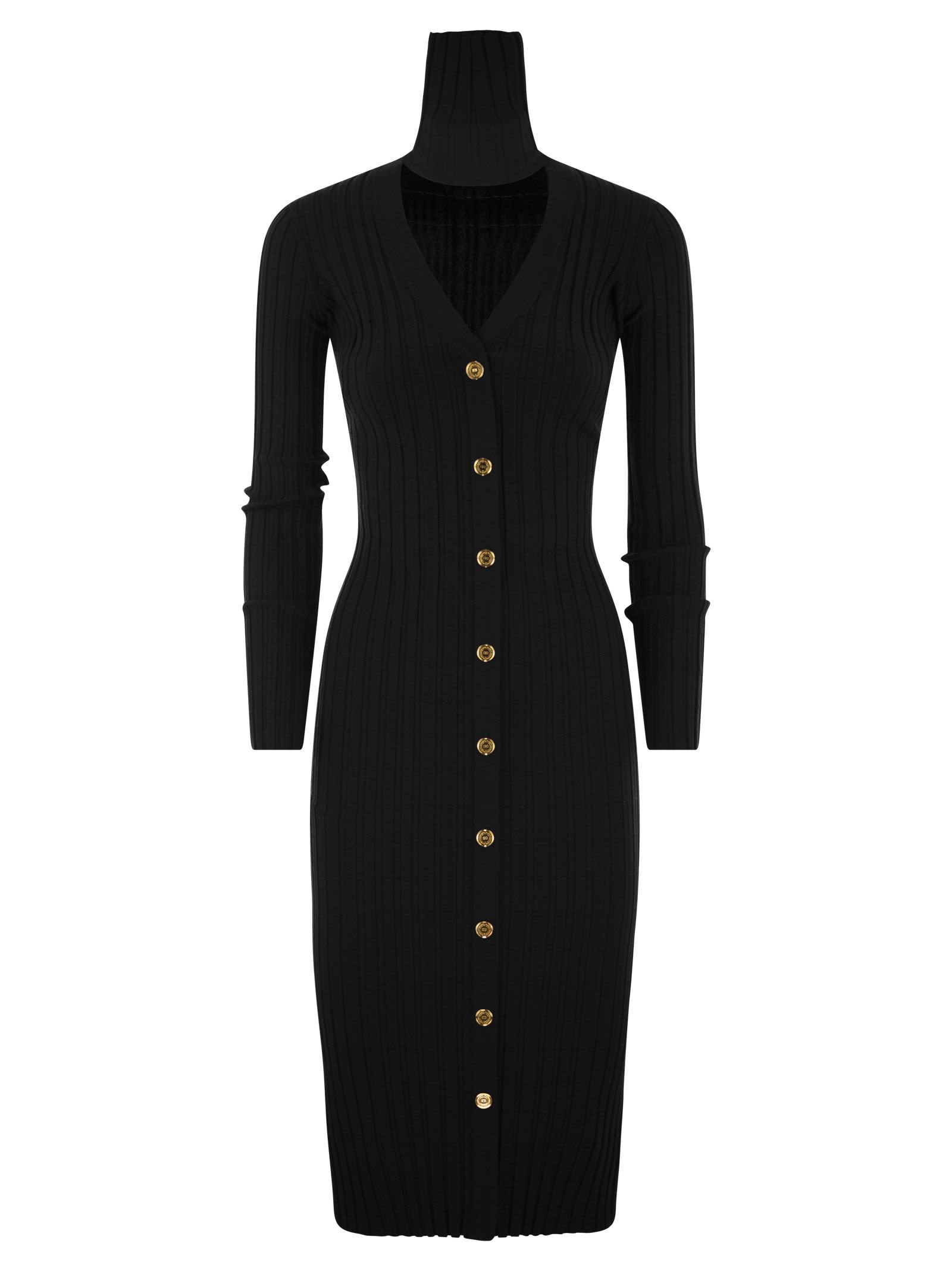 ribbed viscose midi dresses with button placket