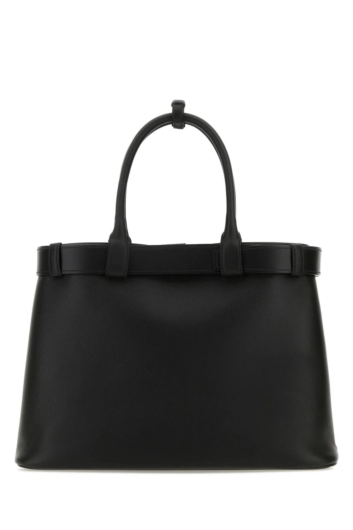 ハンドバッグ Prada Black Leather Prada Buckle Large HandBAG Black Prada Buckle Large Leather Handbag With Belt | PRADA
