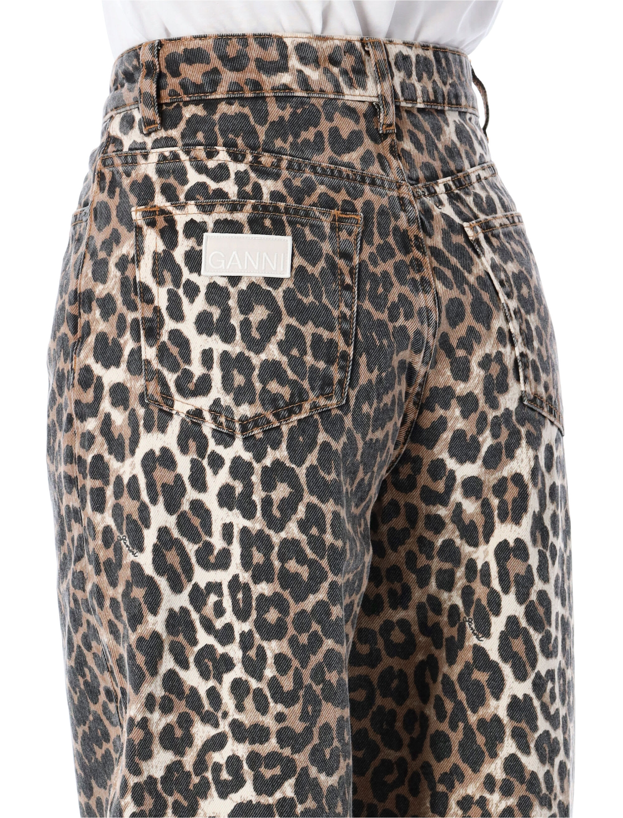 【関税&送料込】Ganni Leopard Print Denim Stary Jeans Ganni Print Denim Stary in Leopard | FWRD