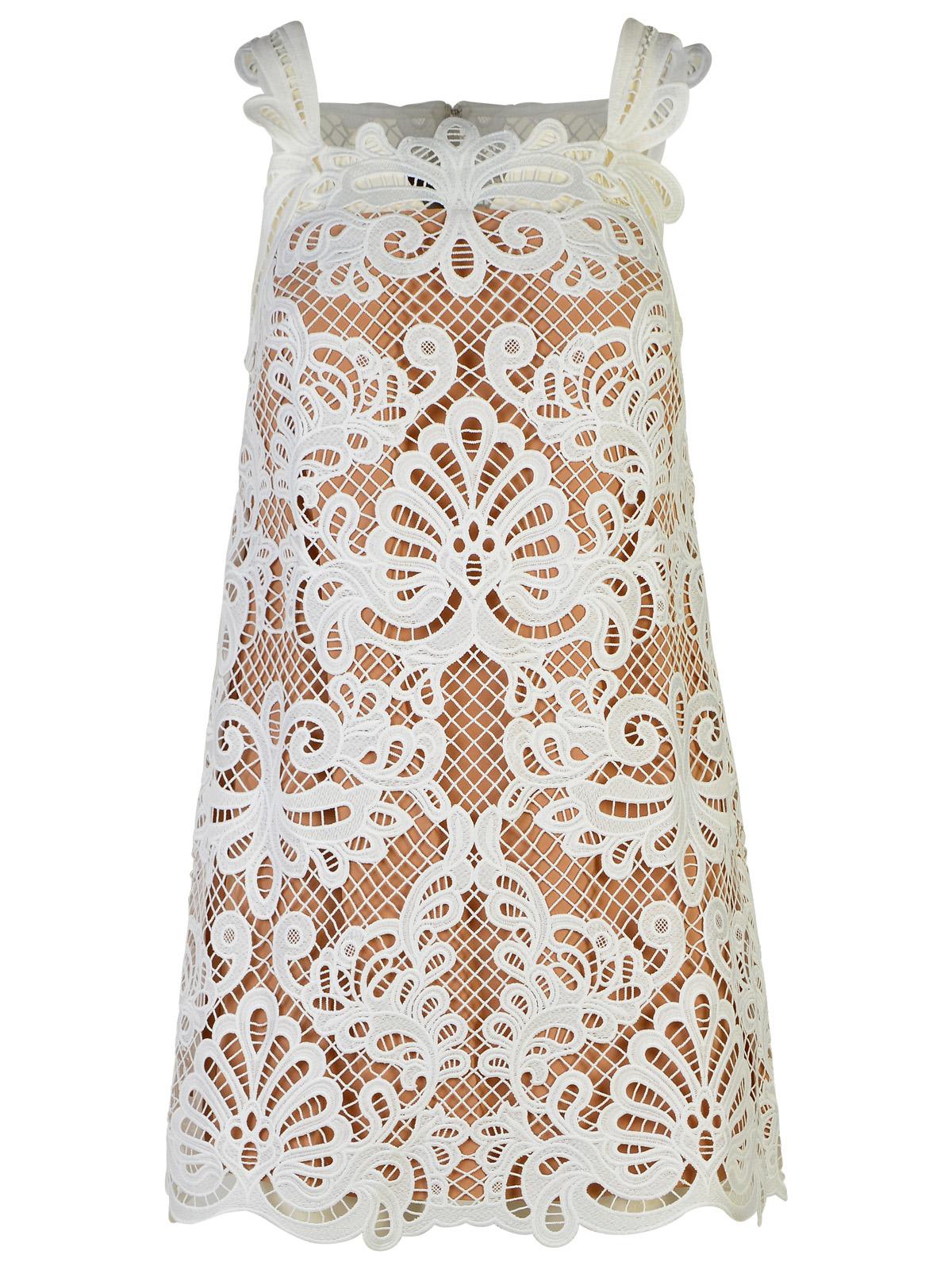 'guipure' white polyester dress