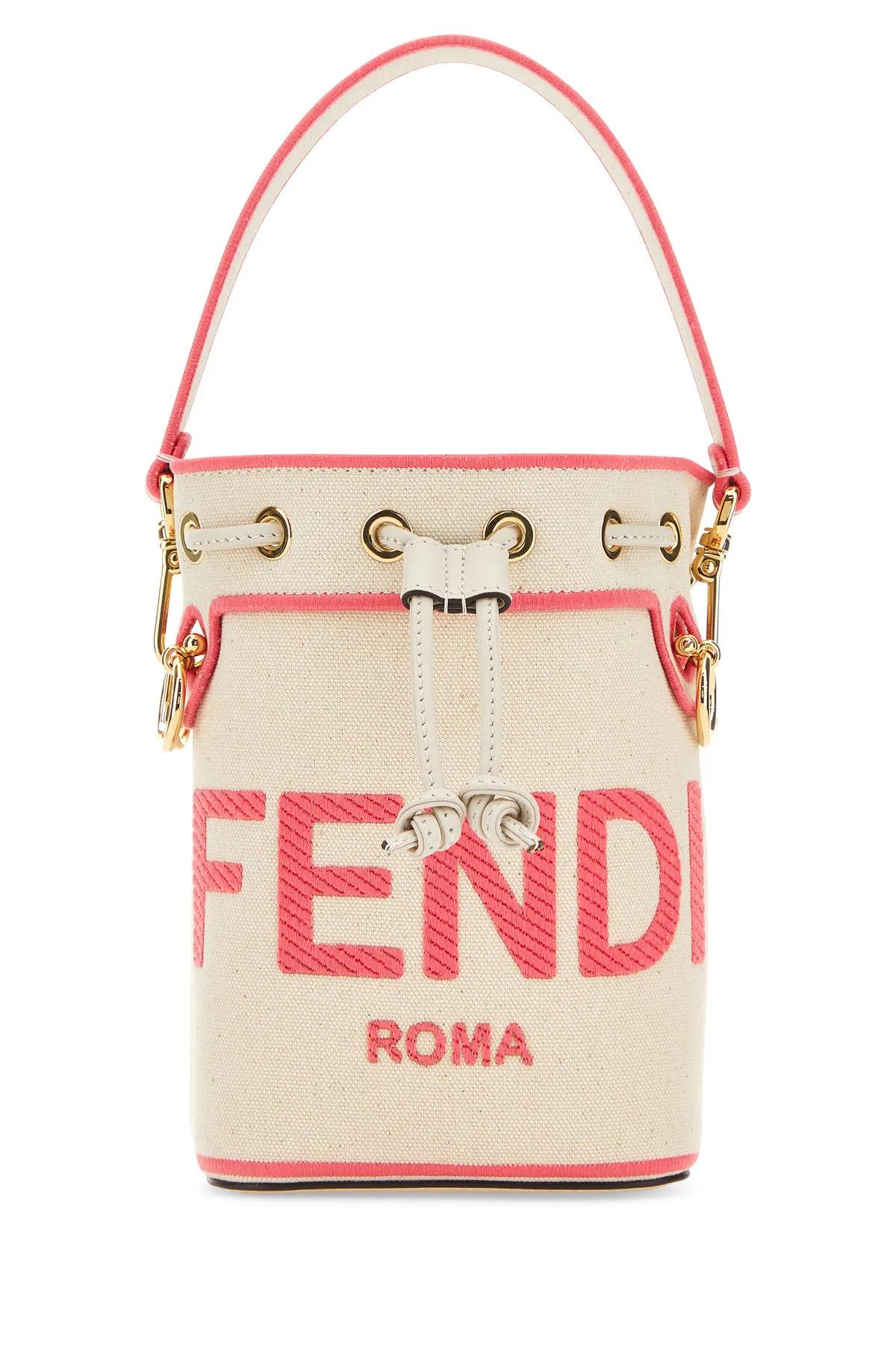 Fendi Mini Mon Tresor Raffia Crochet Bucket Bag In Pink