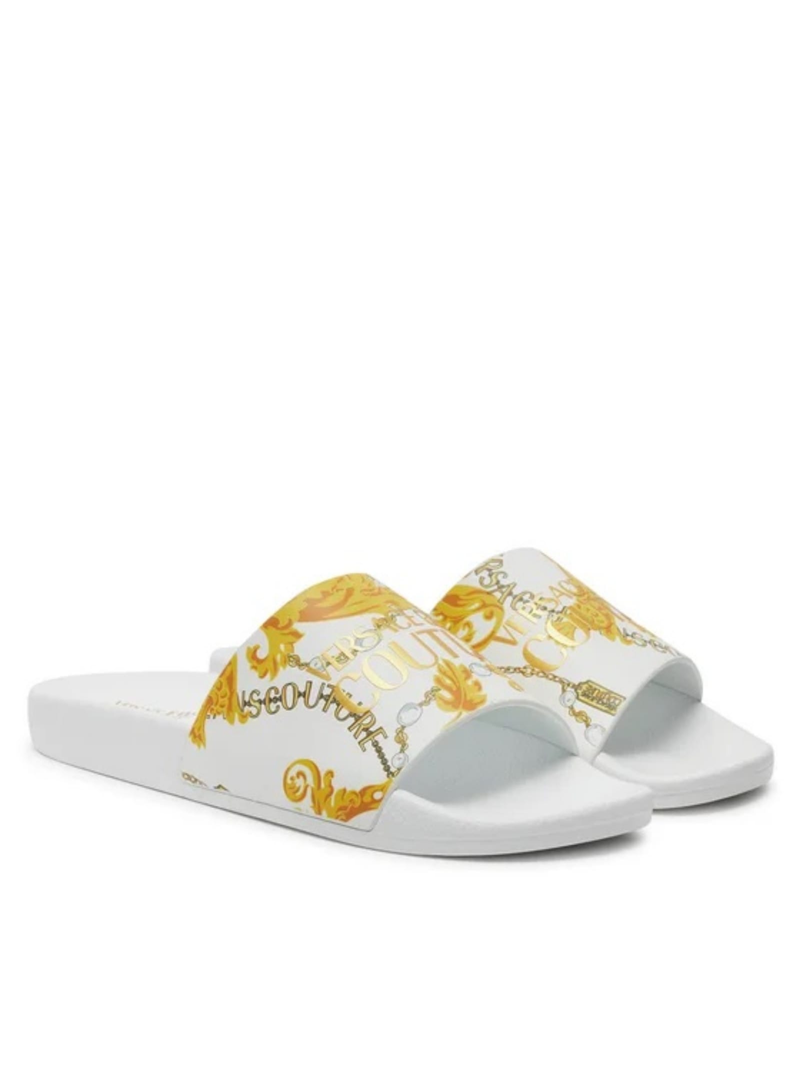 ★Versace Jeans Couture★ ピンク バロッコ プールスライド Versace Jeans Coutureのピンク アウトライン バロッコ プール