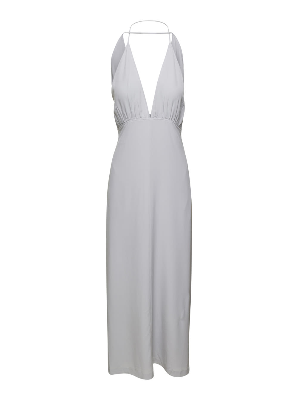 light-blue halterneck midi dress in silk woman