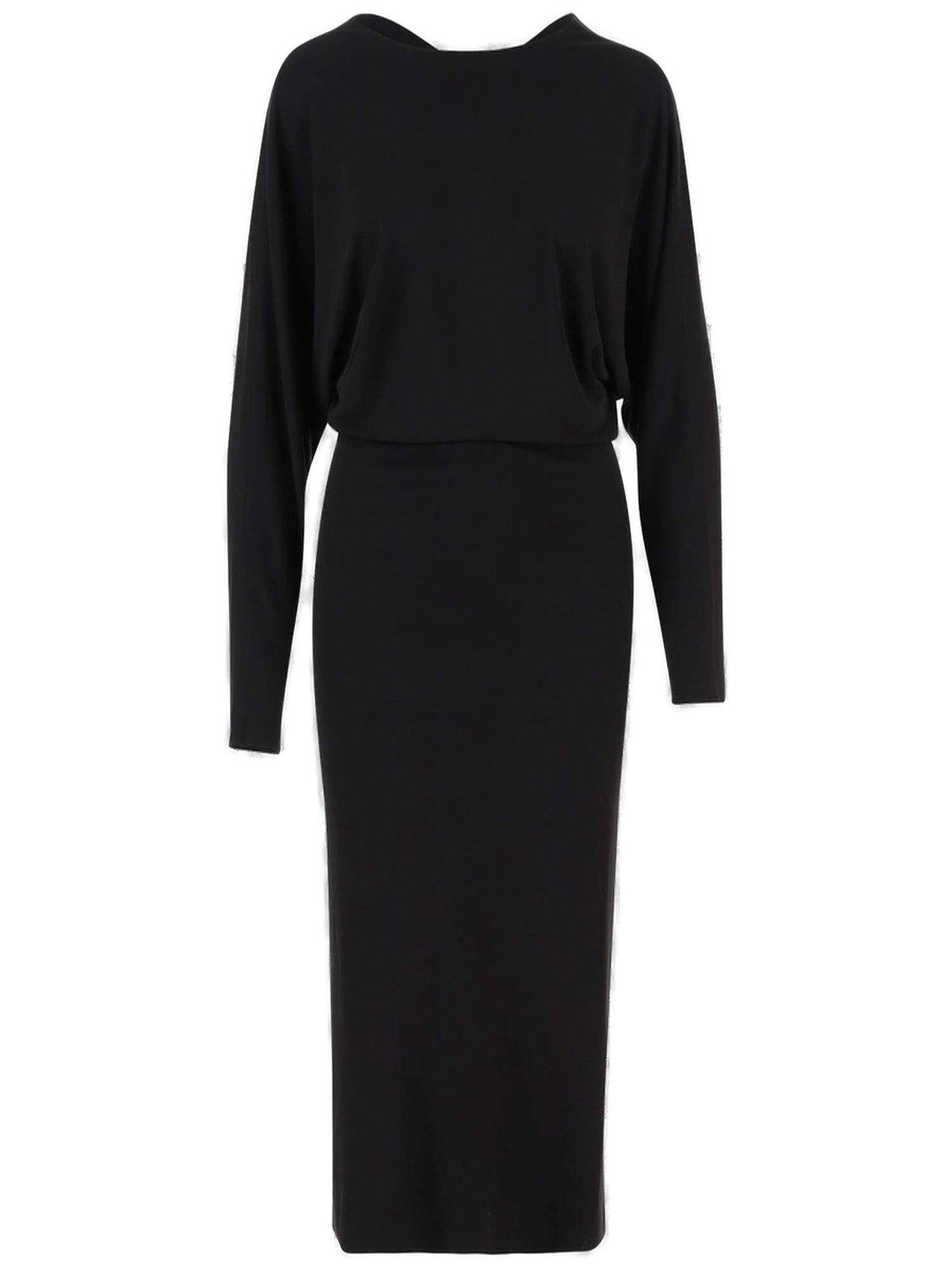 the trina long-sleeved open-back midi dress