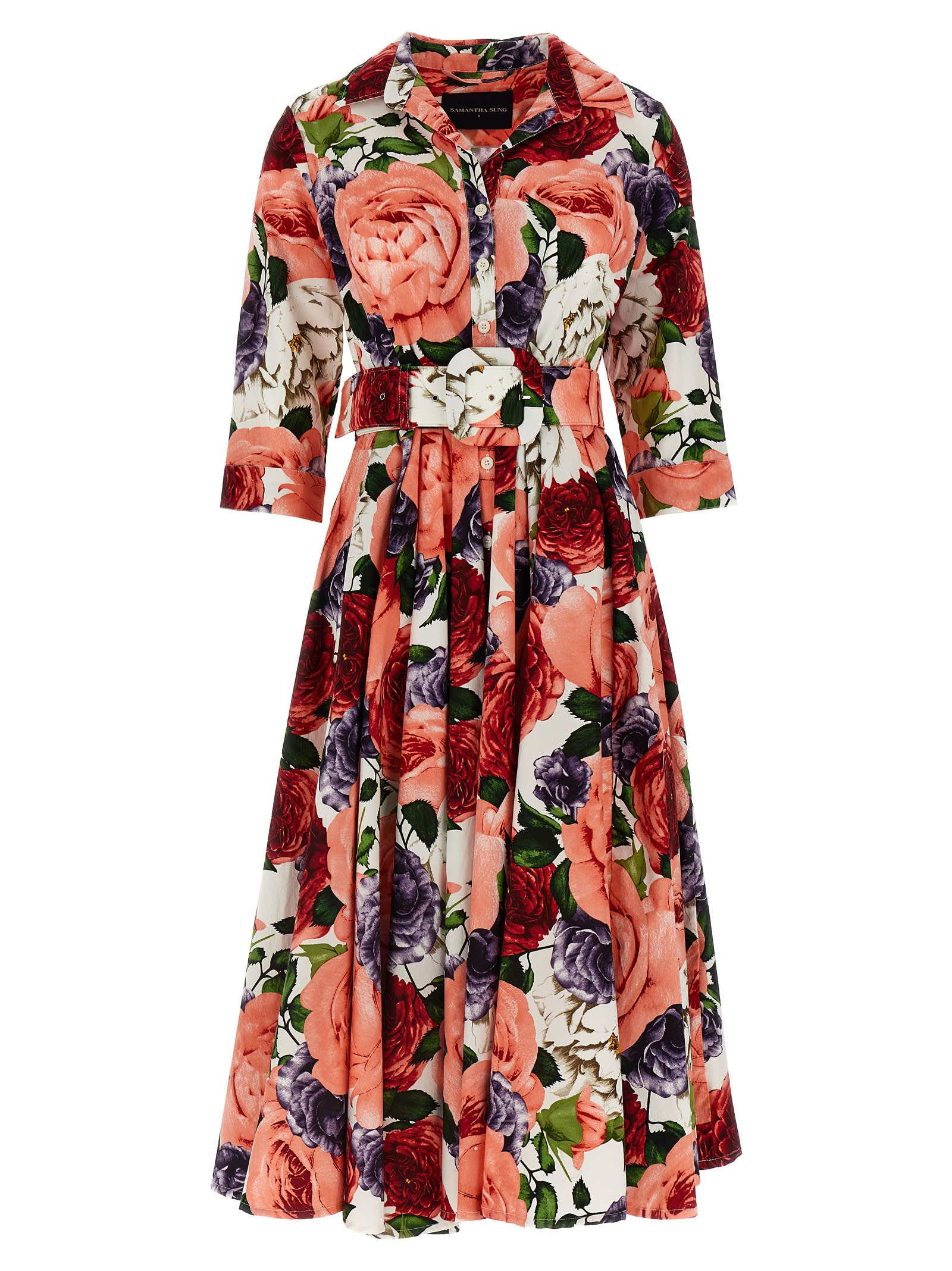 【関税込み】SAMANTHA SUNG Abelia' dress Abelia Dress Crew Neck Sleeveless Midi Length Cotton Stretch
