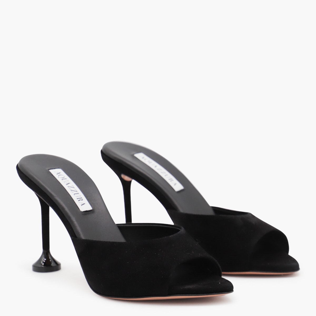 サンダル・ミュール AQUAZZURA BLACK LEATHER BISOUS 85 SANDALS Aquazzura Black Leather Bisous Mule 85 Sandals | italist