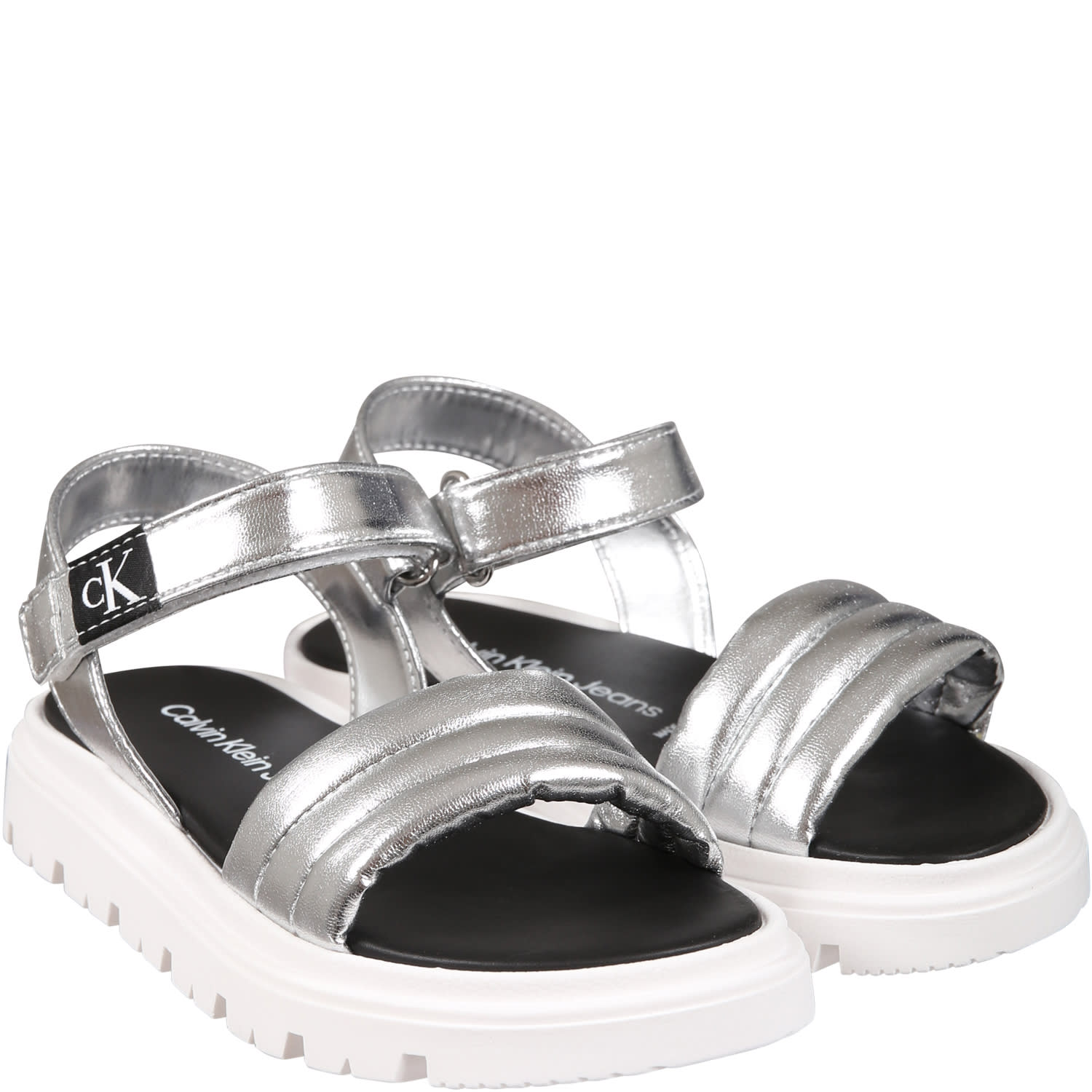 Calvin Klein Silver Sandals For Girl | italist