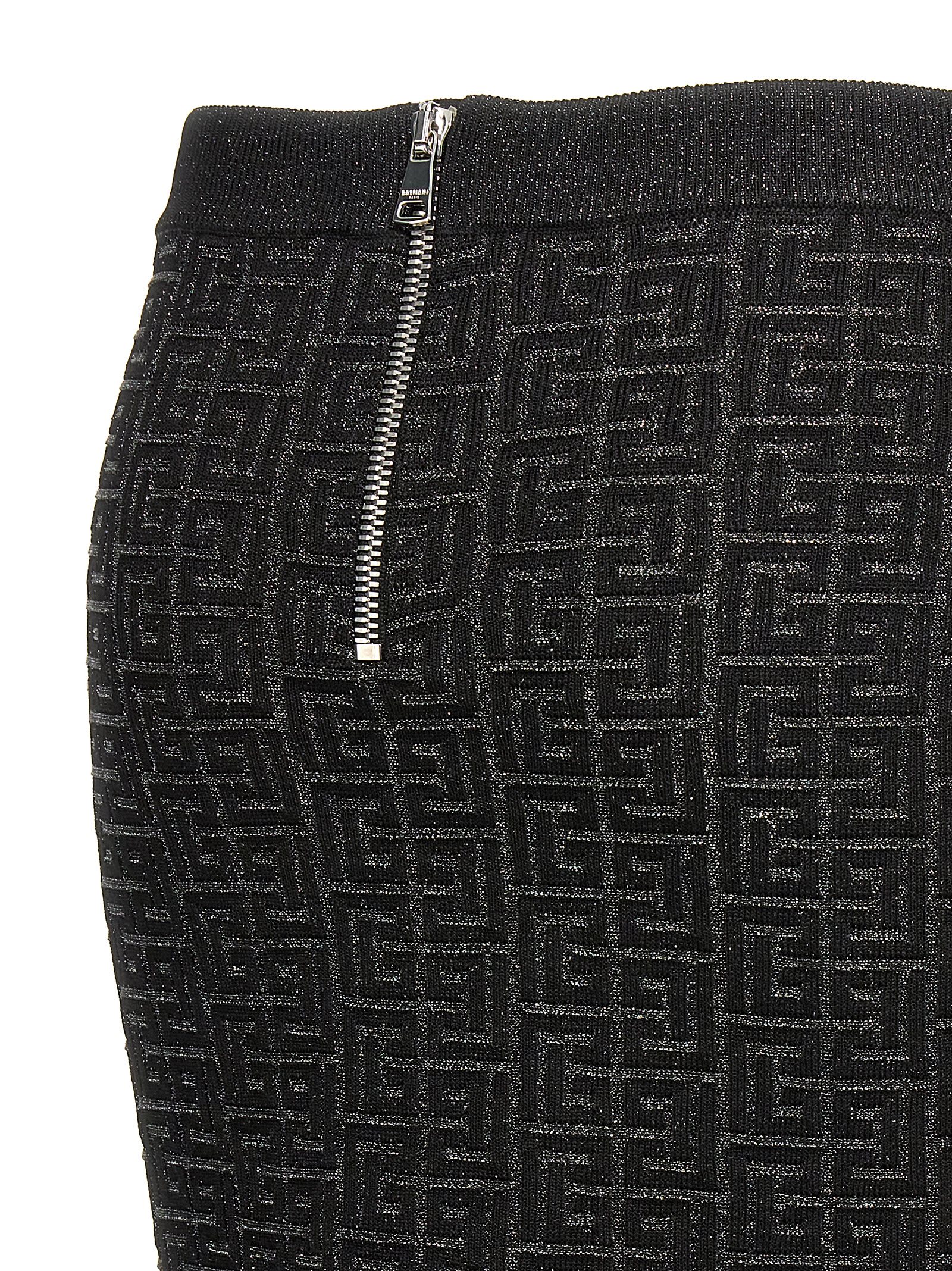 スカート BALMAIN 'Monogram' skirt Balmain monogram-pattern Knitted Pencil Skirt | Black | FARFETCH