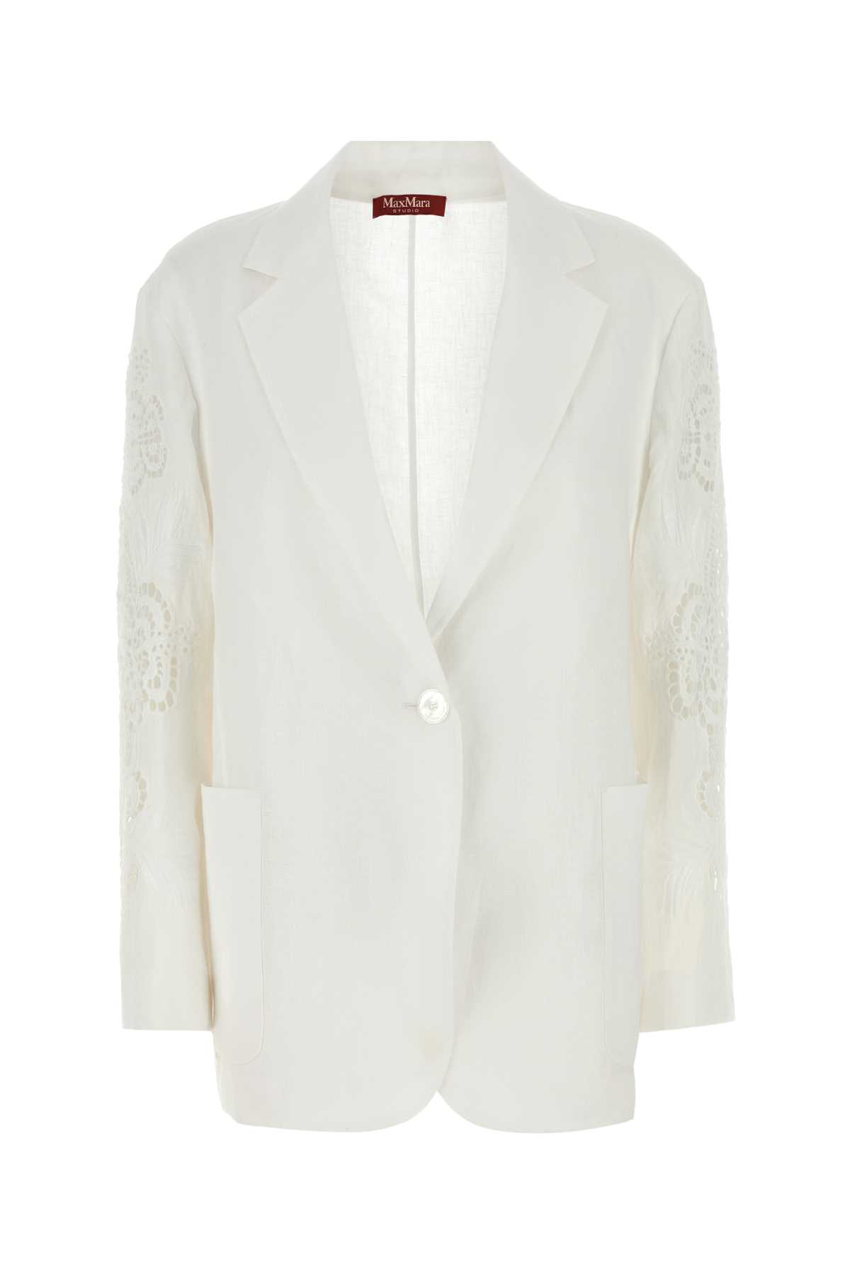【送料&関税込】Max Mara Studio White Linen Angizia Blazer Max Mara Studio White Linen Angizia Blazer | italist, ALWAYS