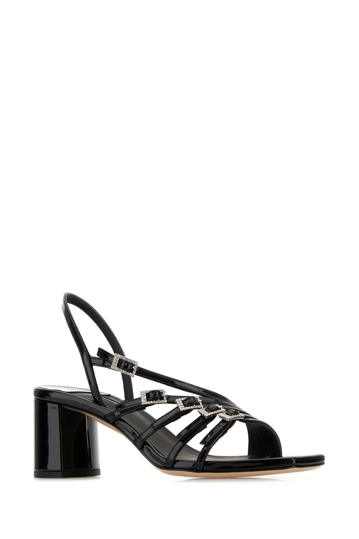 サンダル・ミュール LE SILLA Black Leather Scarlet Kabir Sandals LE SILLA Sandal in Kabir, patent leather in black and gold