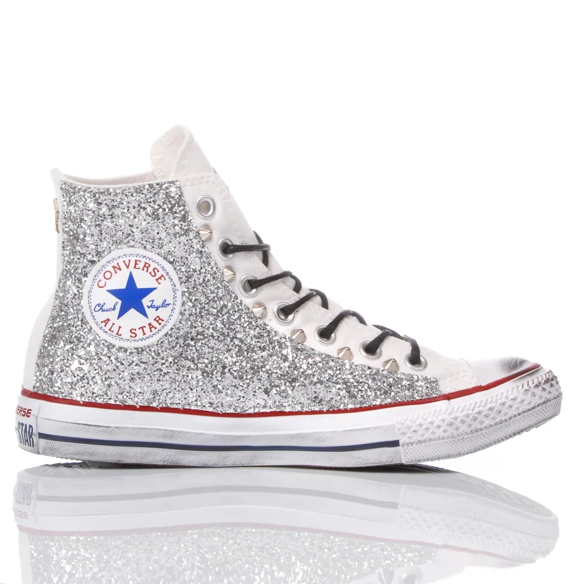 Converse all star glitter silver online