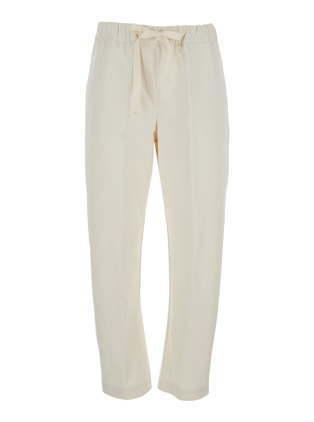 パンツ SEMI COUTURE Women Straight Pants Y5SO13A230 White SEMICOUTURE 'buddy' White Pants With Drawstring Waist In