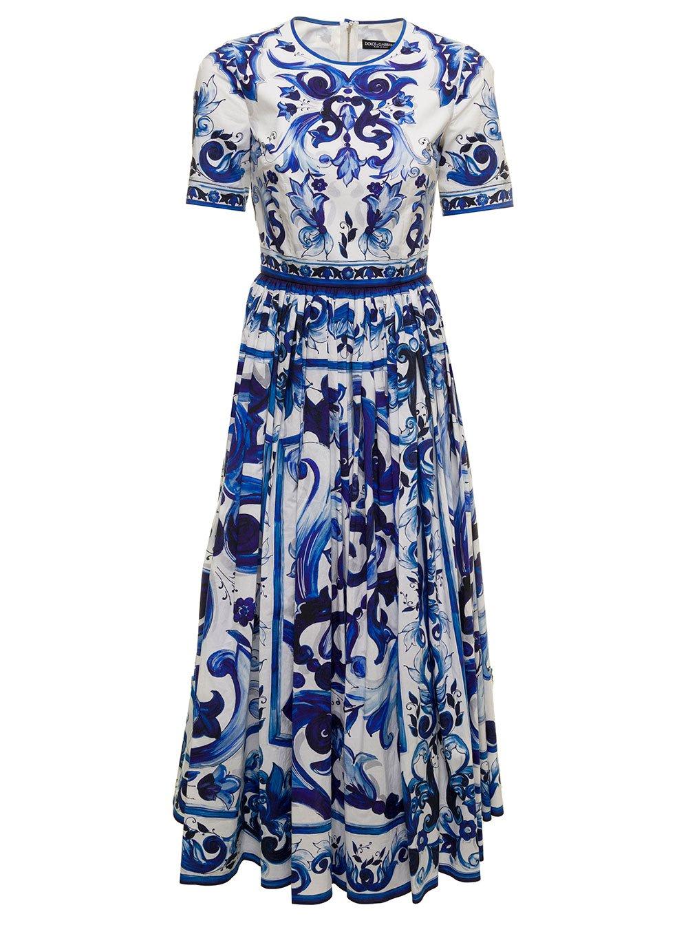 majolica-printed poplin dress