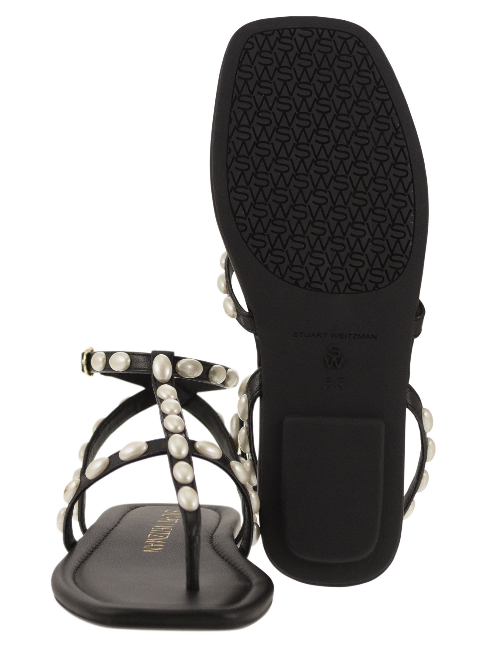 サンダル・ミュール Stuart Weitzman PEARLITA - Thong sandal with pearls Stuart Weitzman Pearlita - Thong Sandal With Pearls